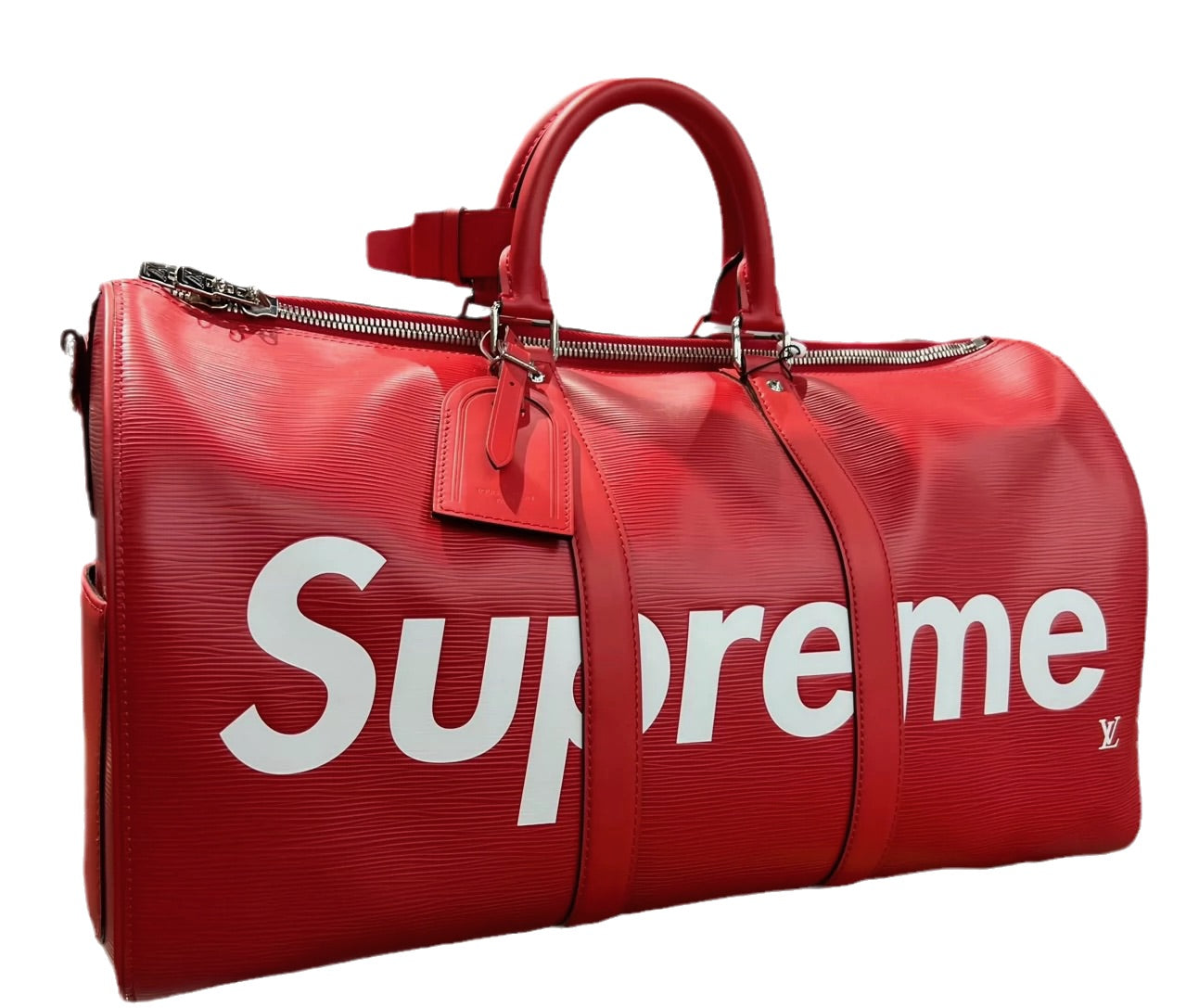 Louis Vuitton x Supreme Keepall Bandouliere Size 45 Red Epi Leather Supreme