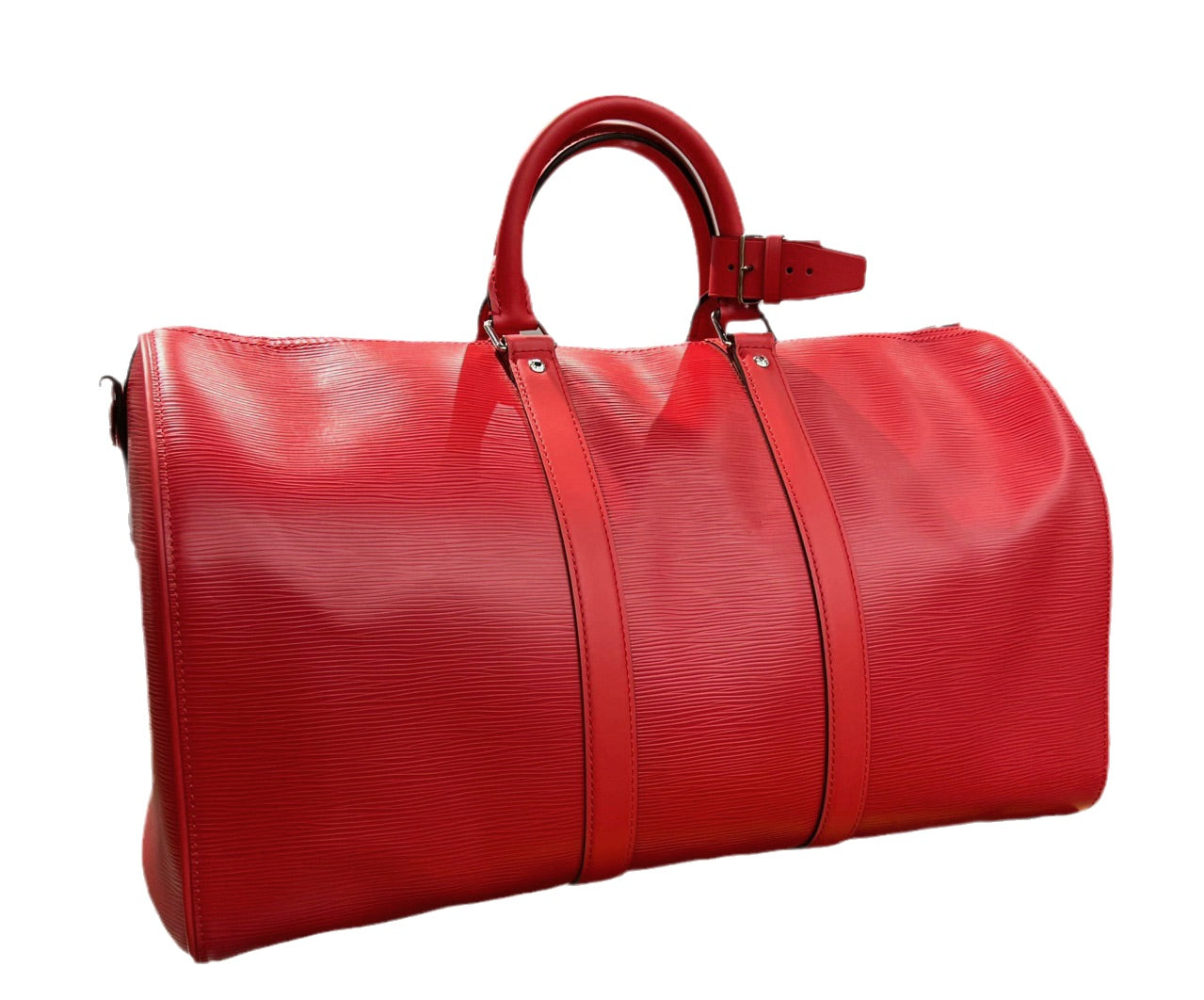 Louis Vuitton x Supreme Keepall Bandouliere Size 45 Red Epi Leather Supreme