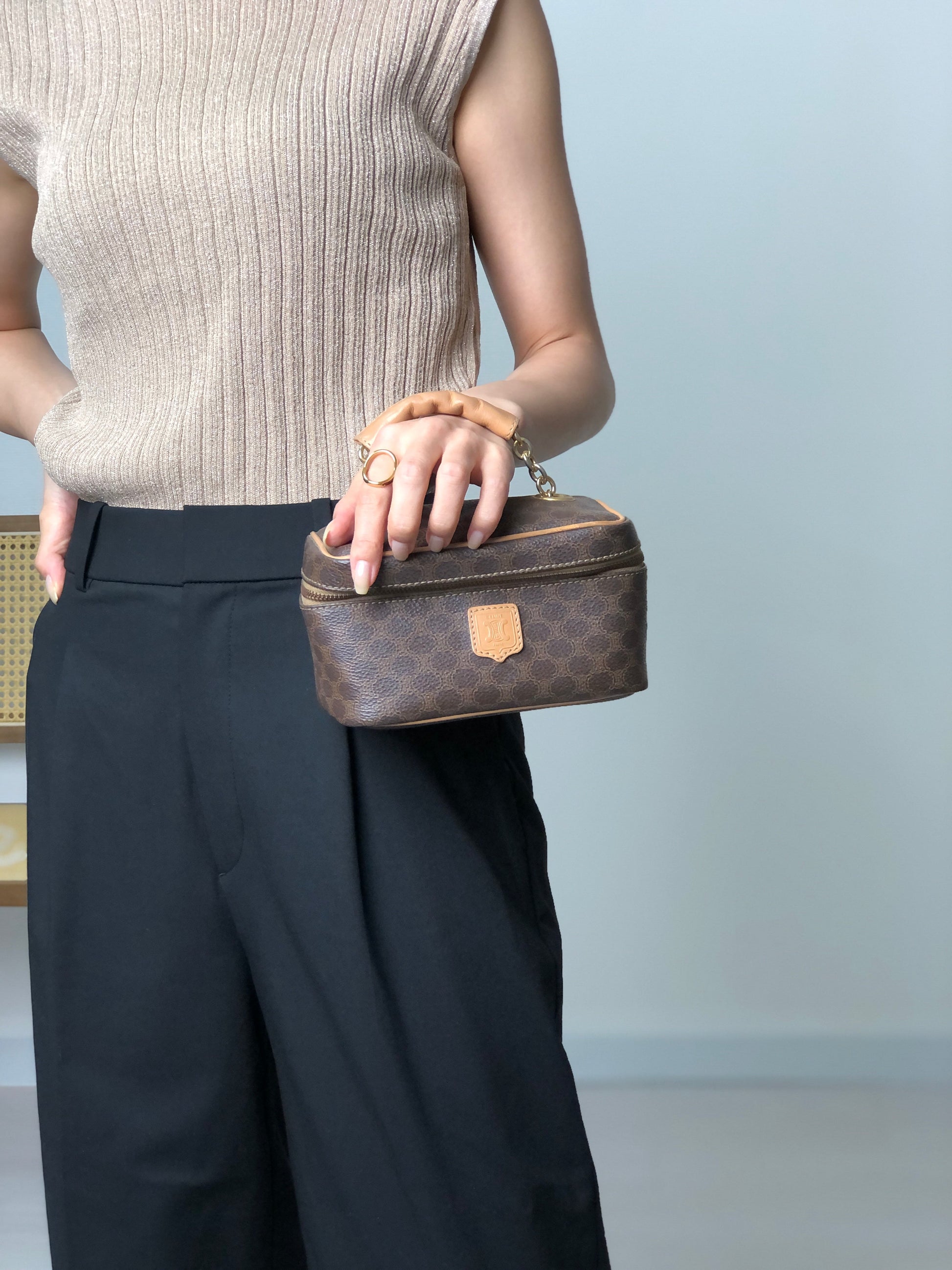 CELINE Handbag Vanity bag Brown rd6s42