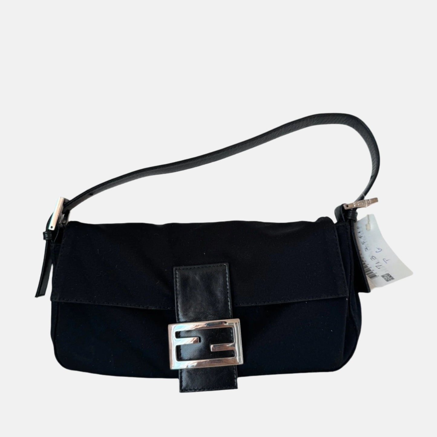 FENDI Baguette   Black Cloth Silver Hardware