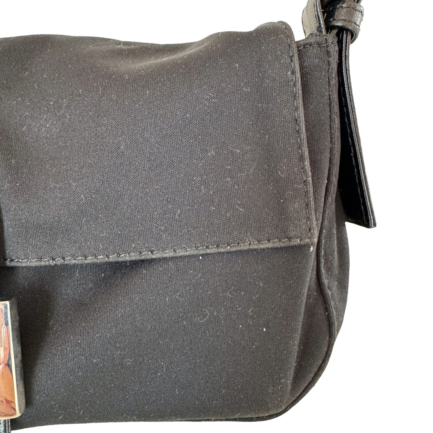 FENDI Baguette   Black Cloth Silver Hardware