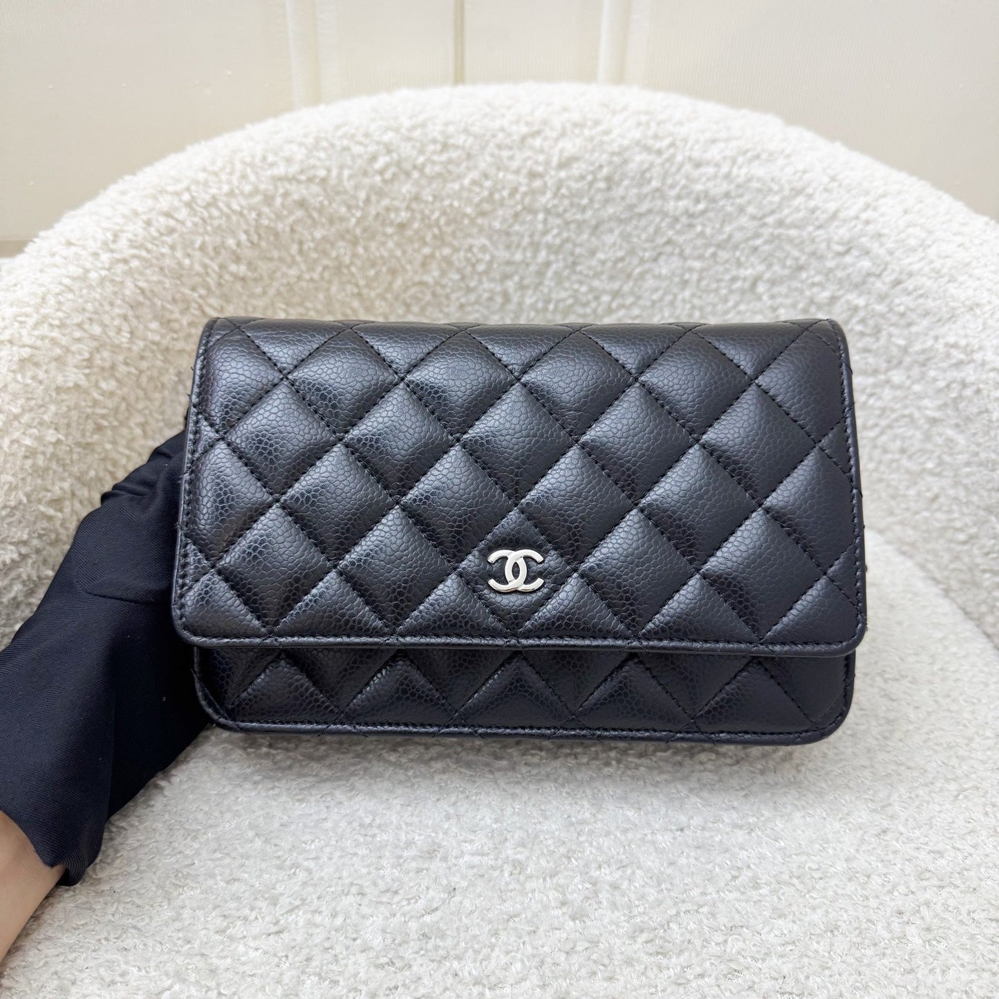 Chanel Classic Wallet on Chain WOC in Black Caviar and SHW Crossbody