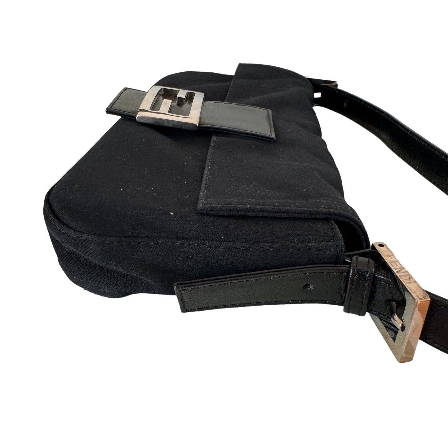 FENDI Baguette   Black Cloth Silver Hardware