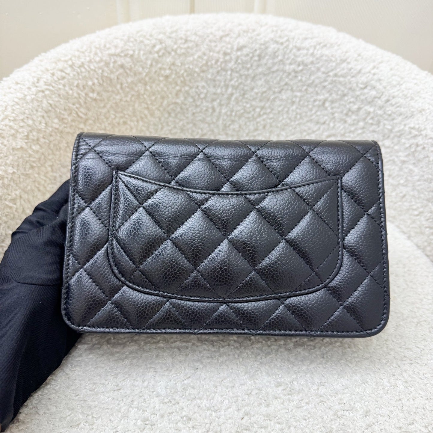 Chanel Classic Wallet on Chain WOC in Black Caviar and SHW Crossbody