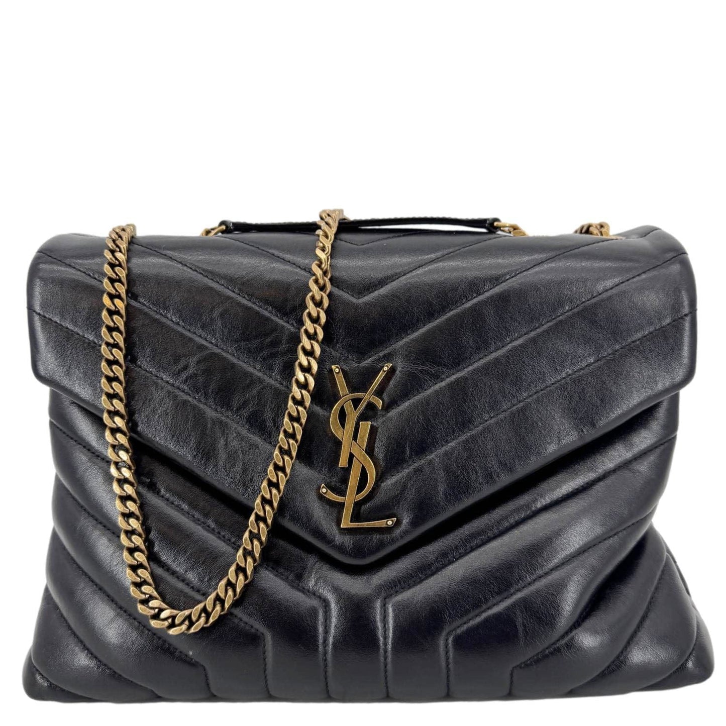 YVES SAINT LAURENT Loulou Large Matelasse Leather Chain Shoulder Bag Black