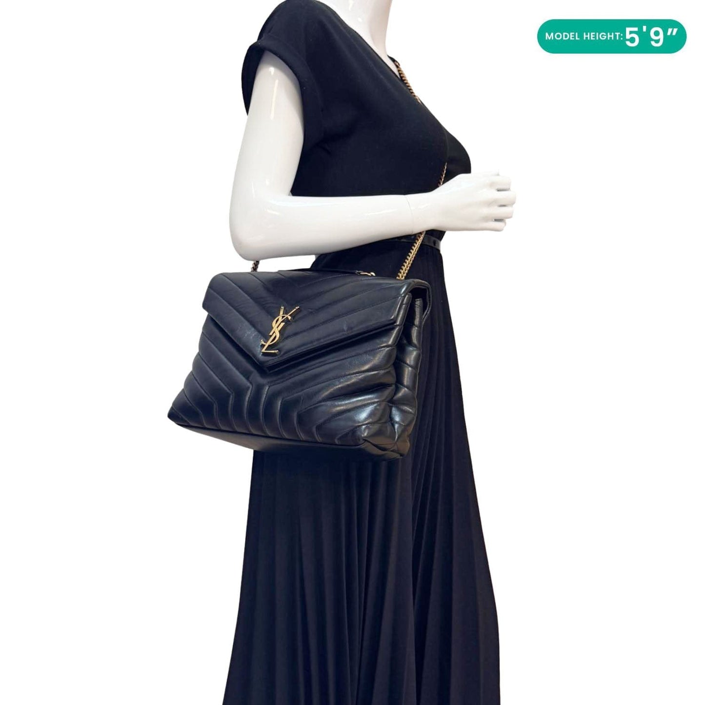 YVES SAINT LAURENT Loulou Large Matelasse Leather Chain Shoulder Bag Black