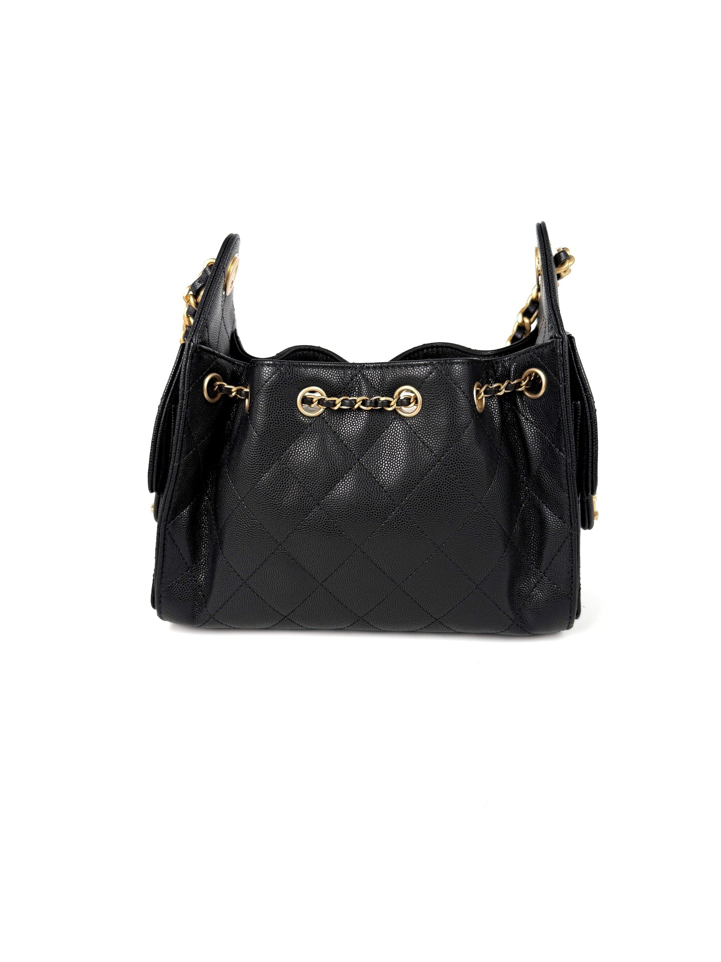 CHANEL 25 Mini Black Quilted Caviar Leather Shoulder Bag
