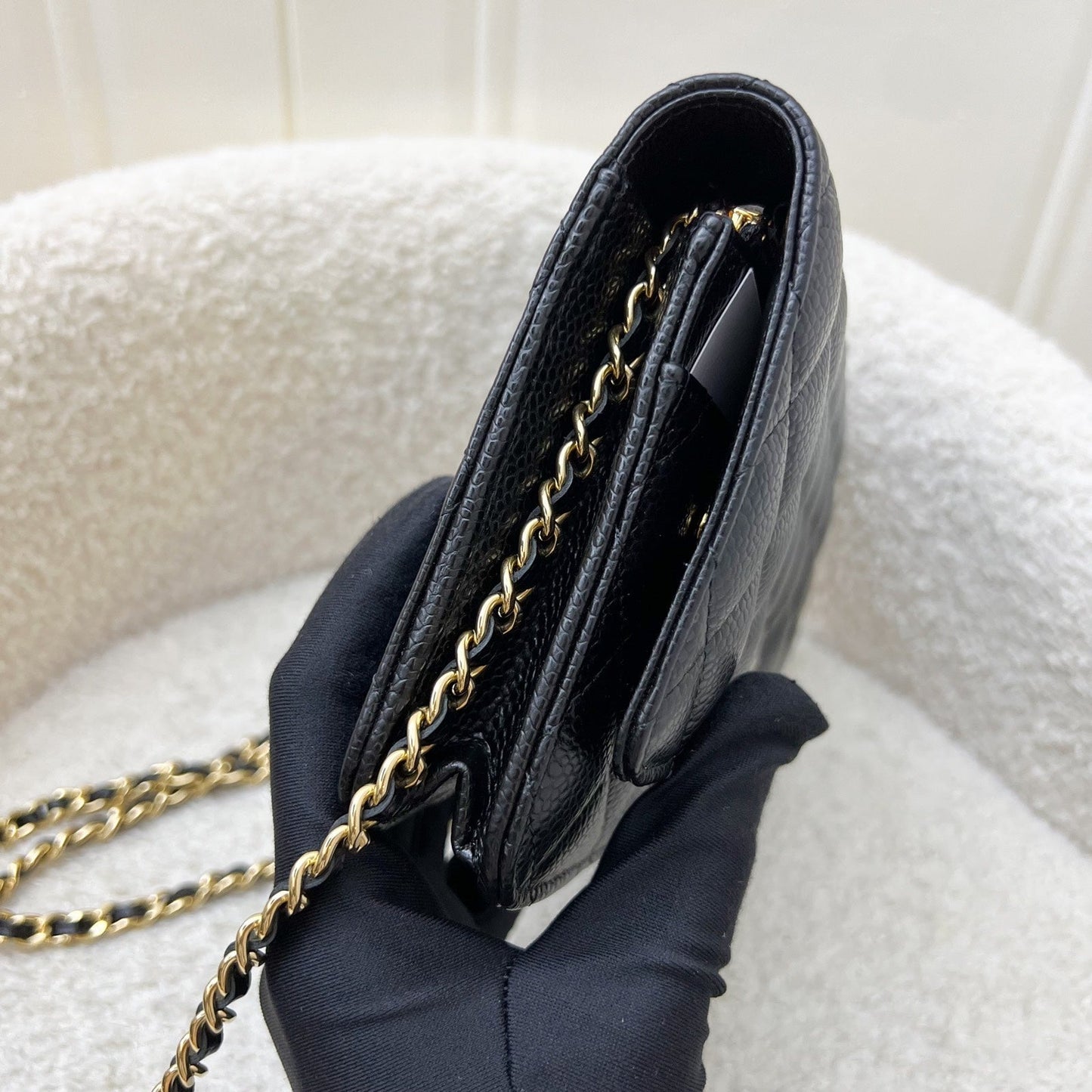 Chanel Classic Wallet on Chain WOC in Black Caviar and GHW Crossbody