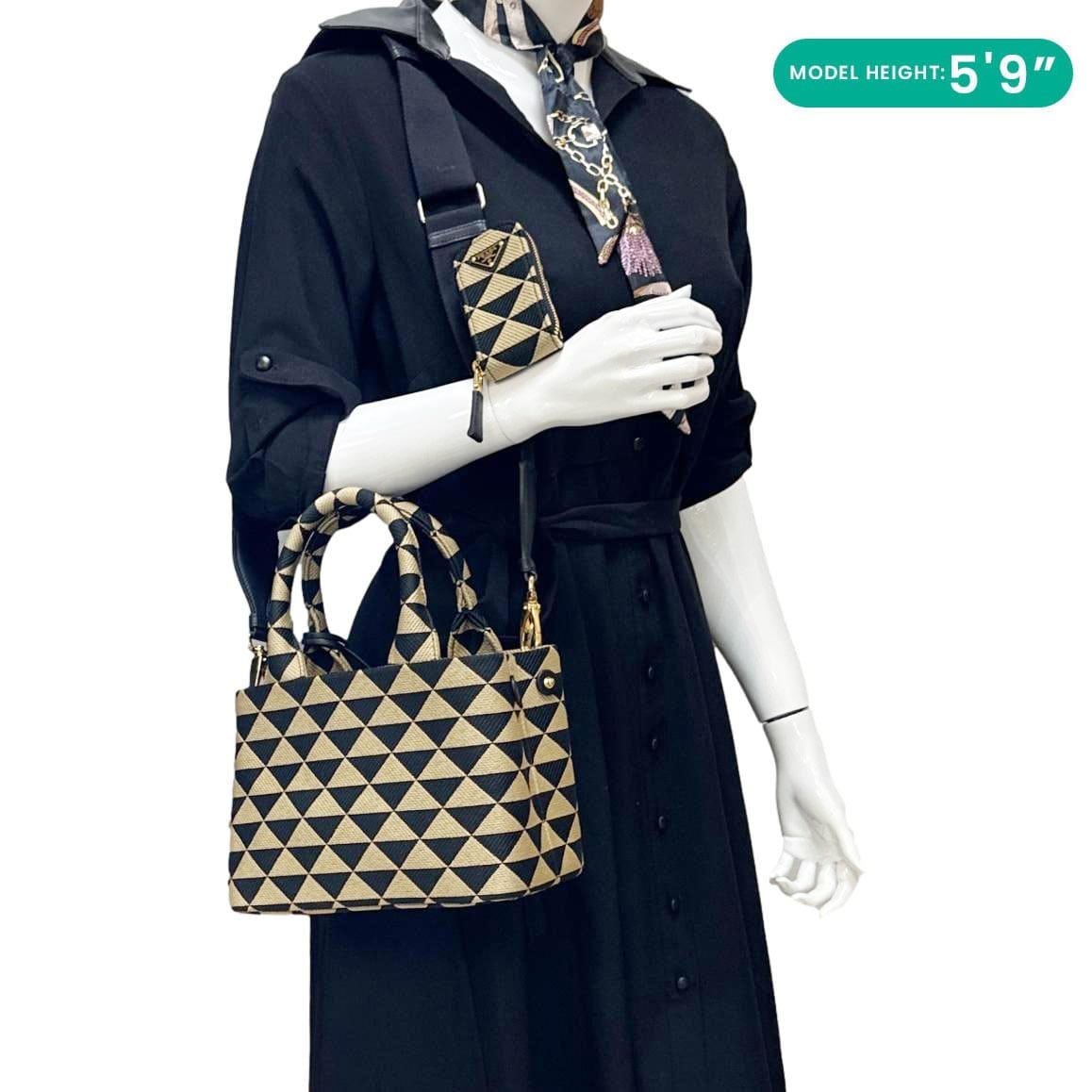 PRADA Symbole Embroidered Canvas Tote Bag Beige