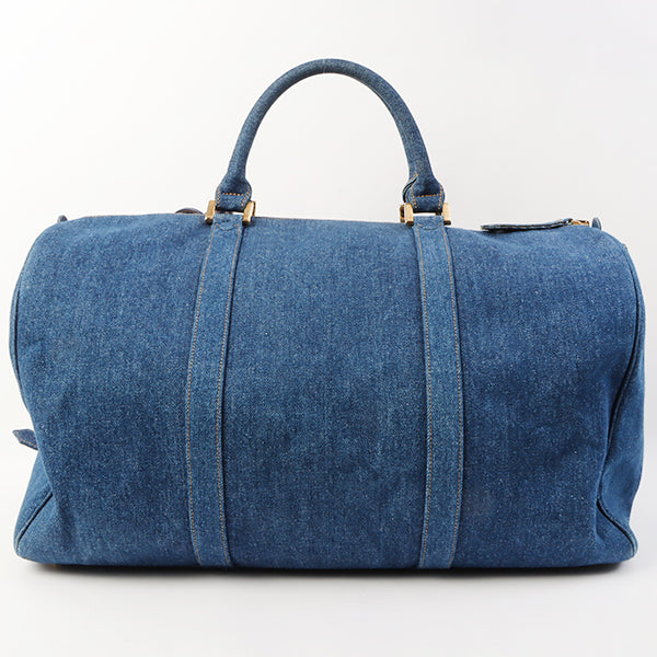 Chanel Around 1997 Made Cc Mark Stitch Charm 2Way Boston Bag Indigo