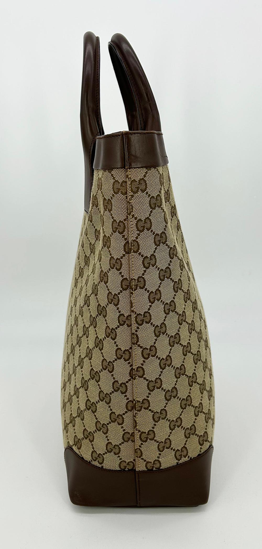 Gucci Monogram Nylon Leather Canvas Tote