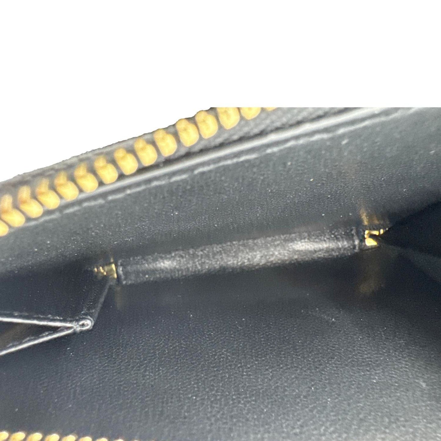 YVES SAINT LAURENT Cassandre Leather Zip Around Compact Wallet Black
