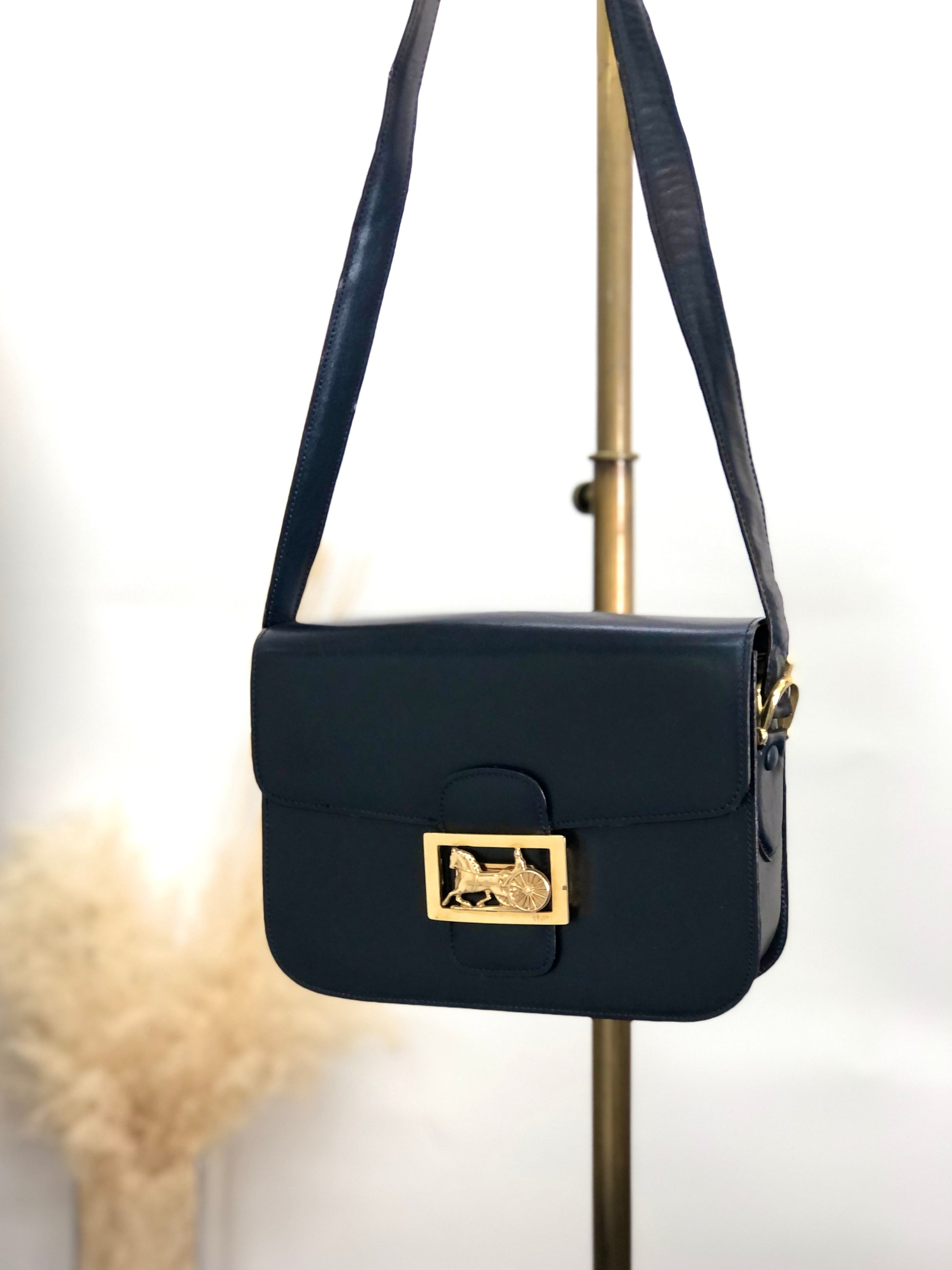 CELINE Horse Carriage Shoulder bag Navy 8fttsw