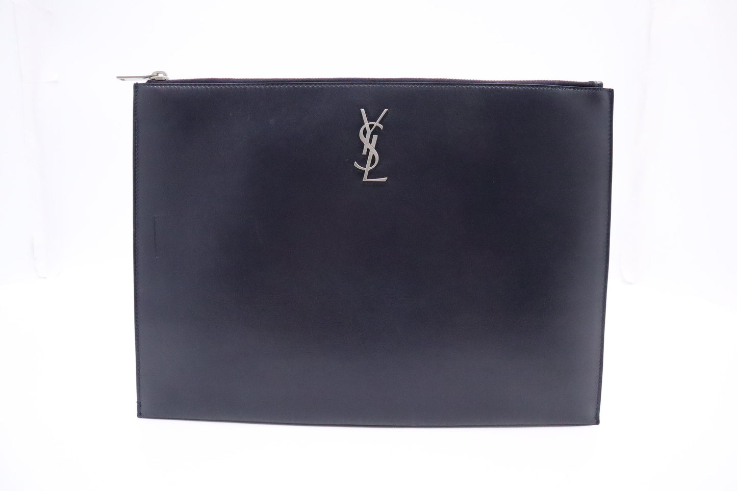 YSL Saint Laurent Clutch in Navy Blue Leather