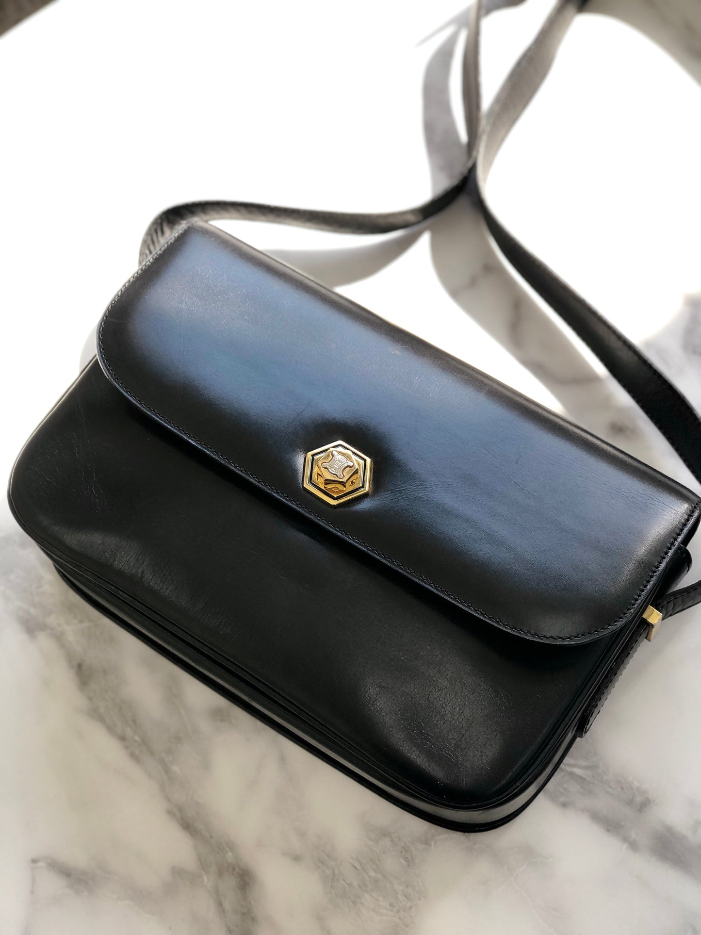 CELINE Triomphe Turn lock Crossbody Shoulderbag Black Old CELINE pcmwku