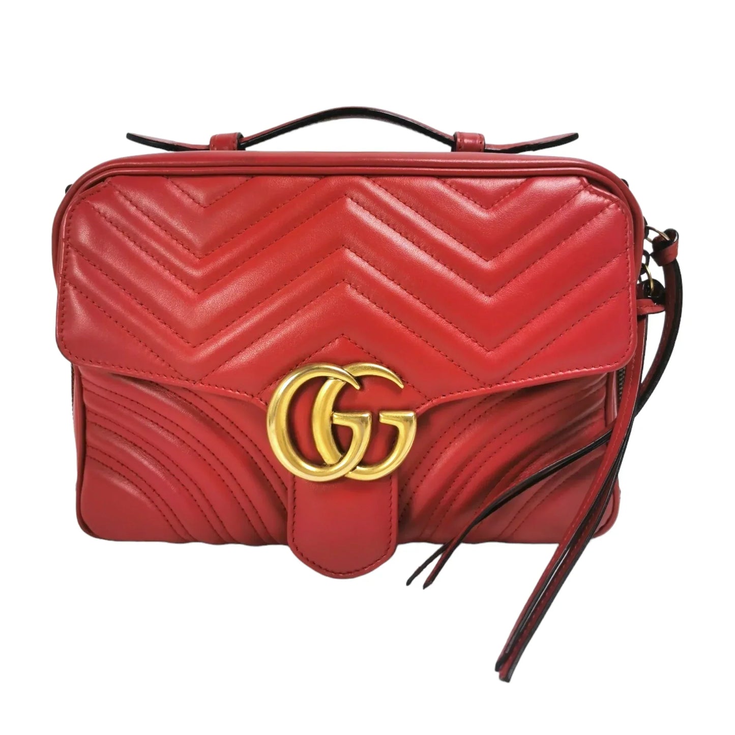 Gucci GG Marmont Red Calfskin Quilted Crossbody