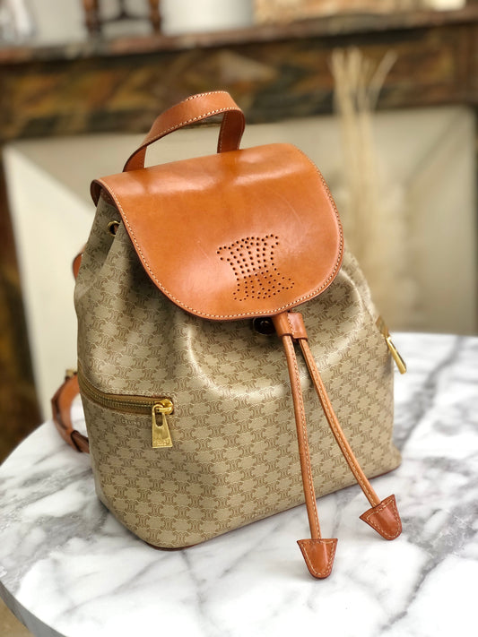 CELINE Macadam Triomphe Backpack Beige Old Celine mchxj3