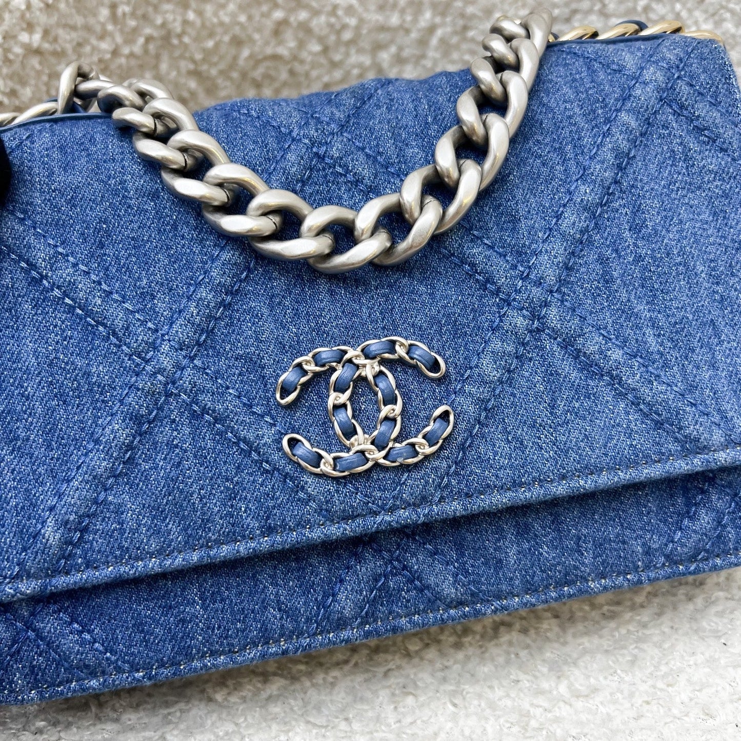 Chanel 19 Wallet on Chain WOC in Dark Blue and SHW Crossbody