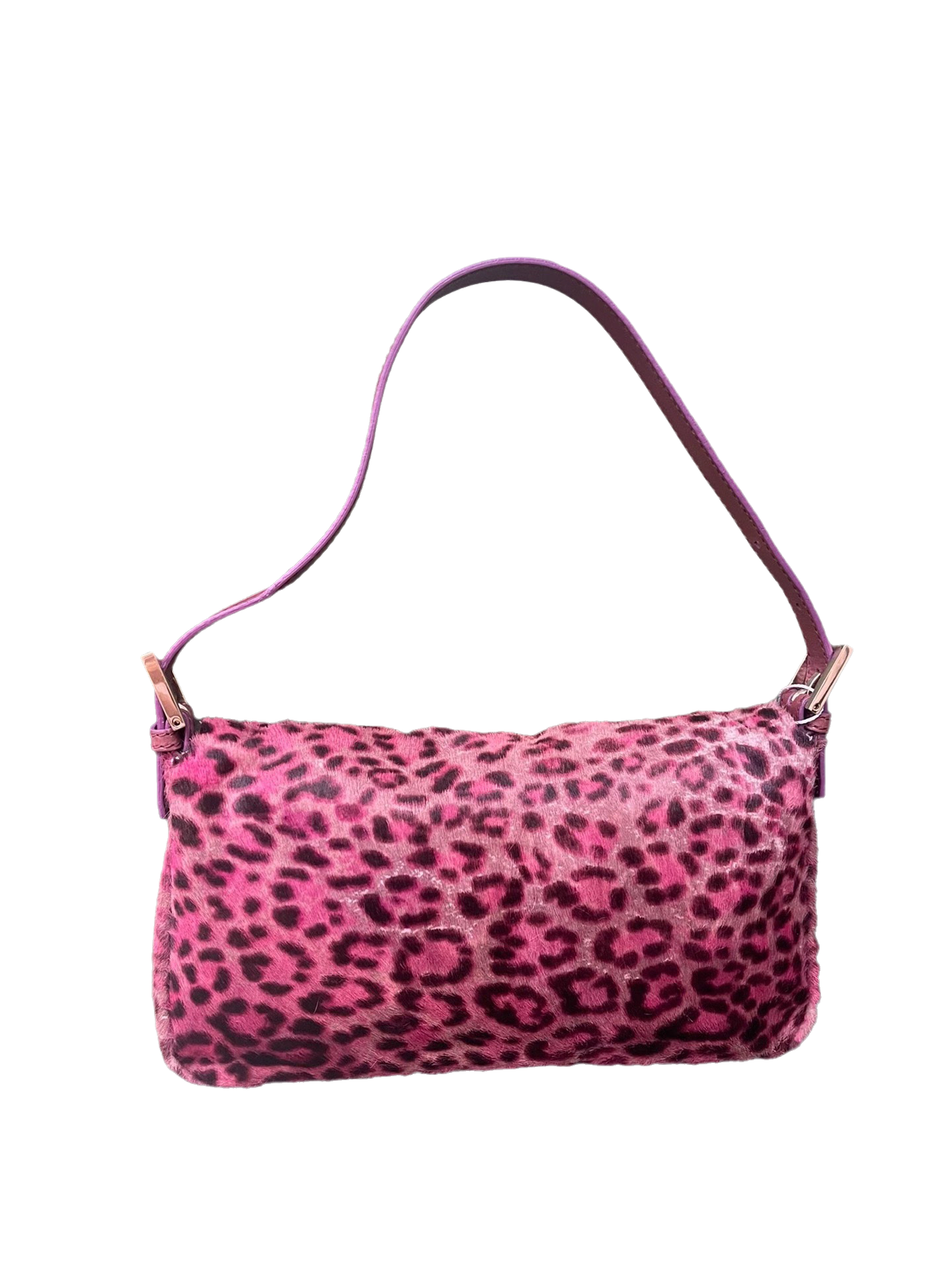 Fendi Baguette Pink Leopard Print Pony-hair style calfskin