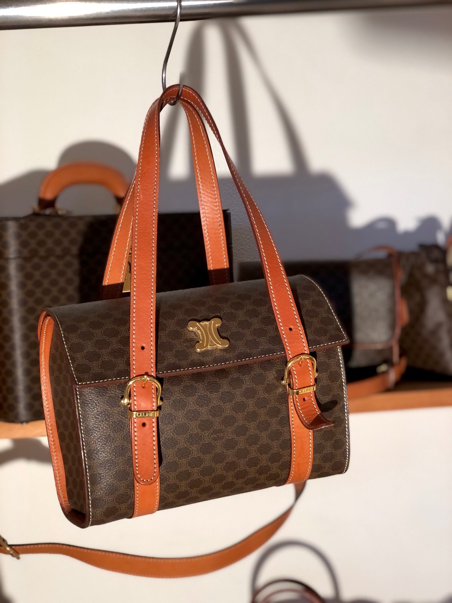 CELINE Triomphe Box Handbag Brown Old CELINE axjbki
