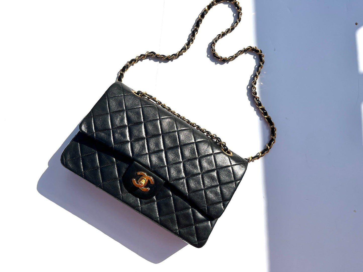 CHANEL Medium Black Leather 1990’s Double Flap Bag