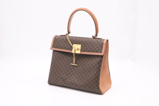 Celine Top Handle Bag in Brown Macadam Canvas