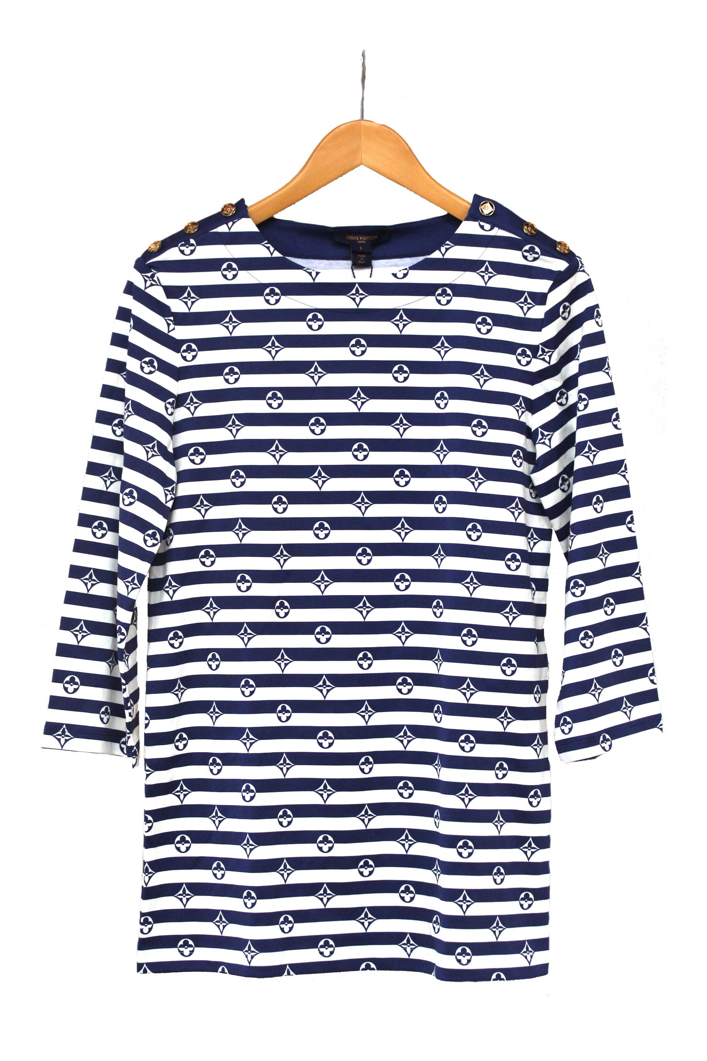 NEW Louis Vuitton Blue and White Striped Long Sleeve T-shirt size L