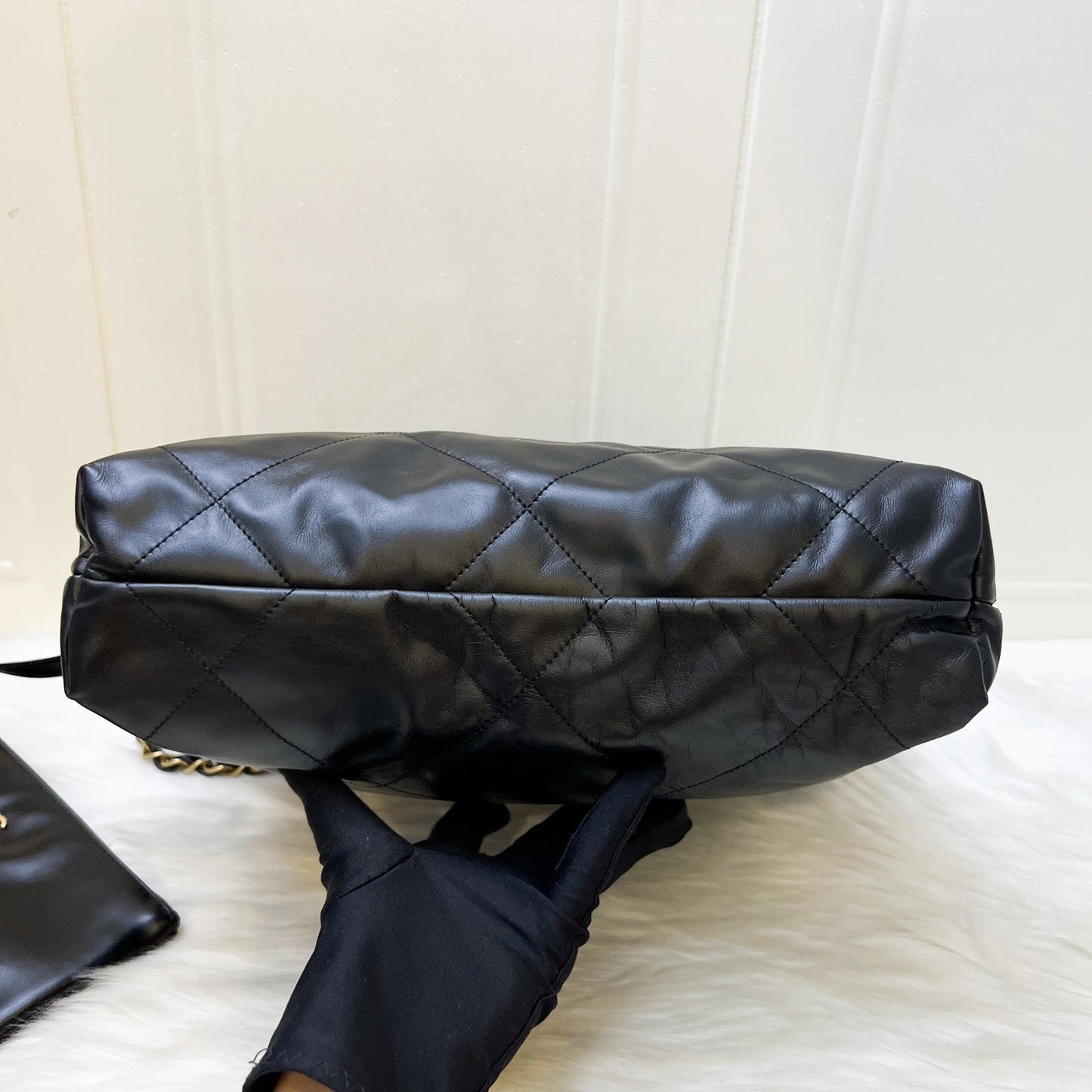 Chanel 22 Small Hobo Bag in Black Shiny Calfskin and AGHW (Model: AS3260)
