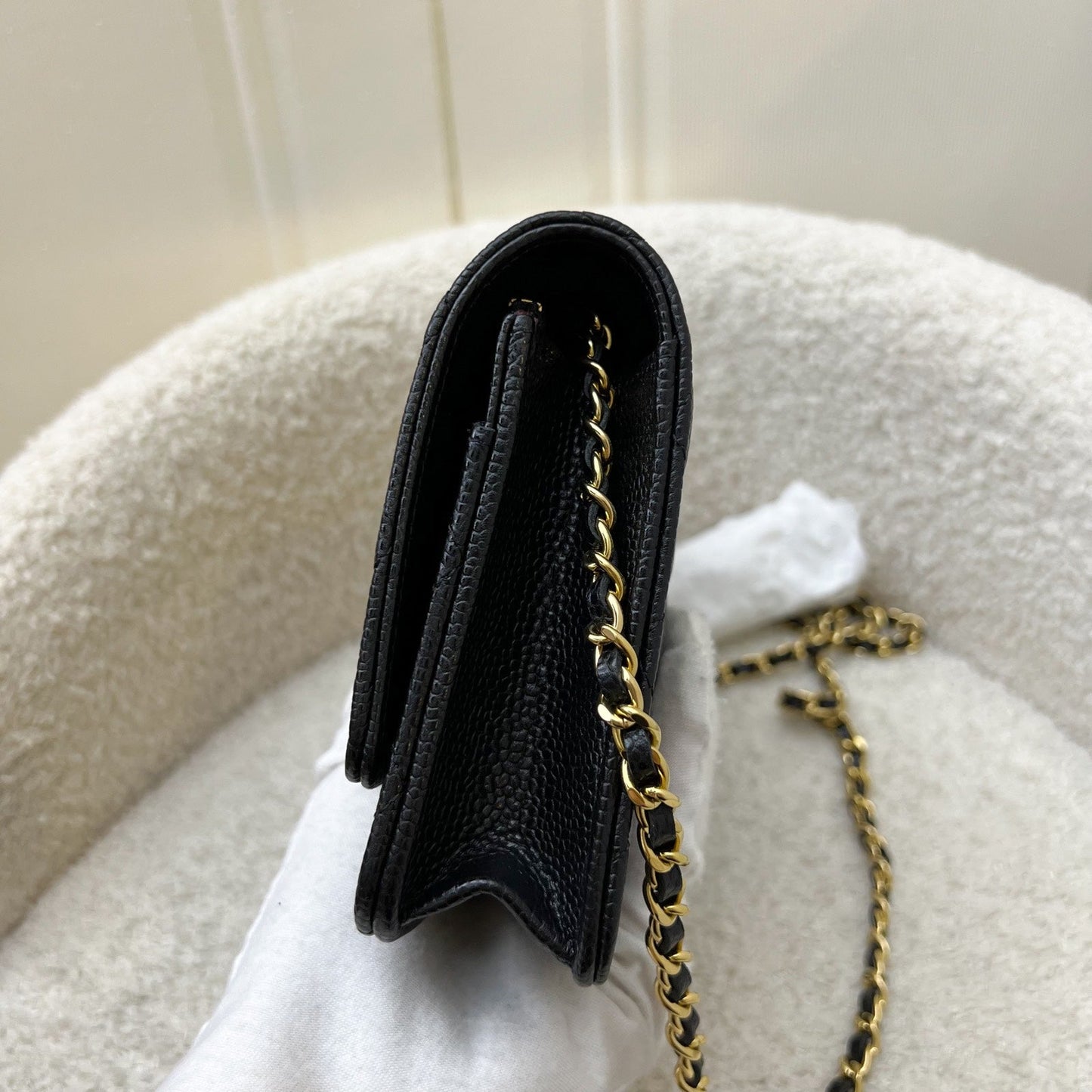 Chanel Classic Wallet on Chain WOC in Black Caviar and GHW Crossbody