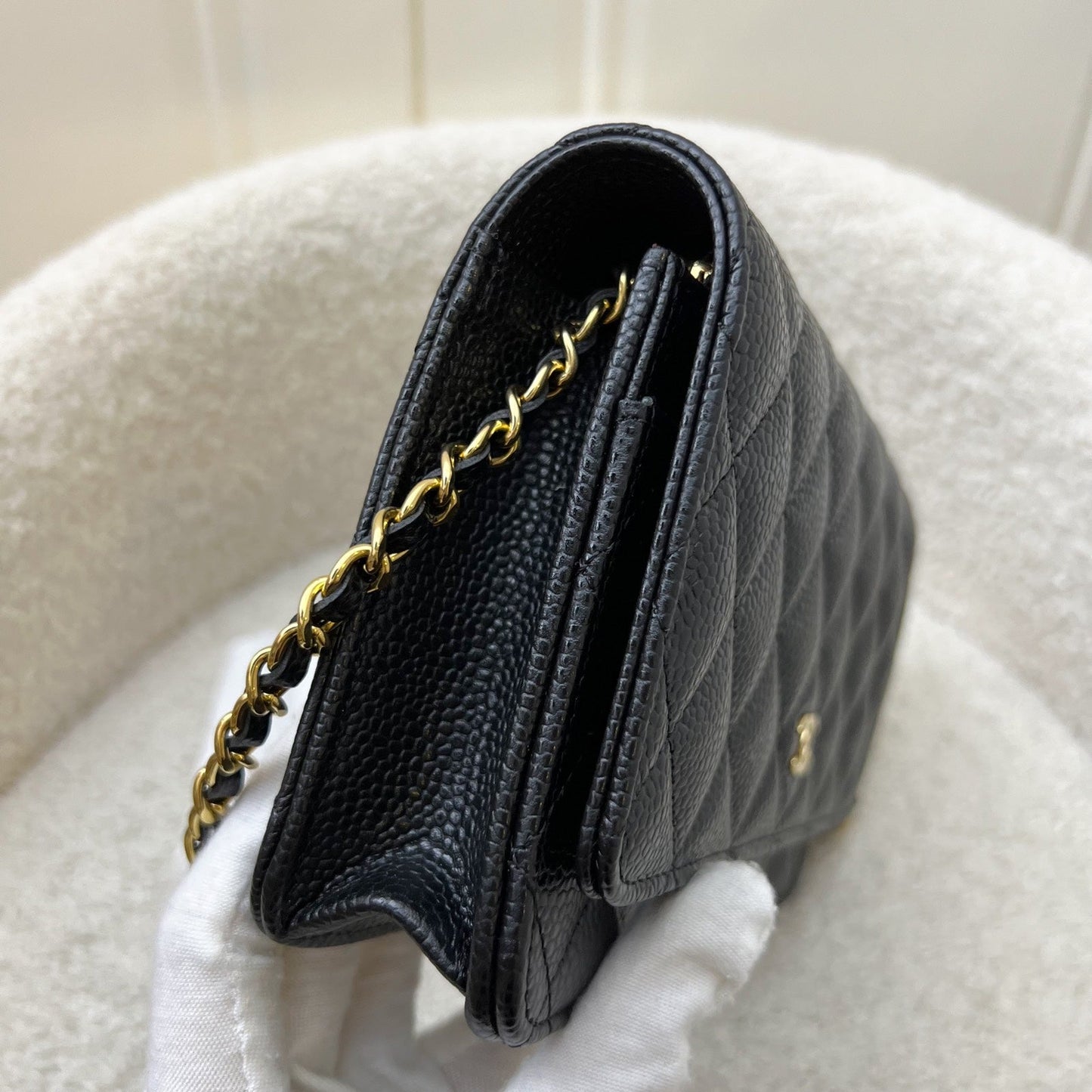 Chanel Classic Wallet on Chain WOC in Black Caviar and GHW Crossbody