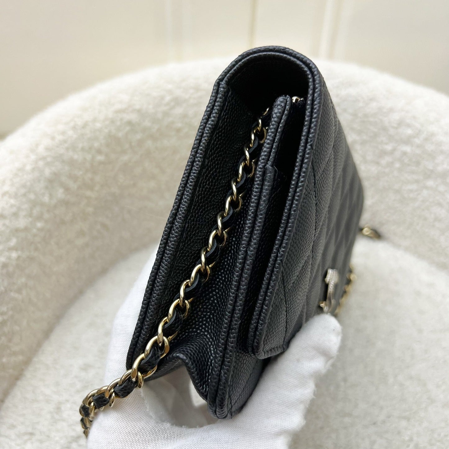Chanel 23S Wallet on Chain WOC in Black Caviar, Diamantes Studded Logo and SHW (Model: AP3336) Crossbody