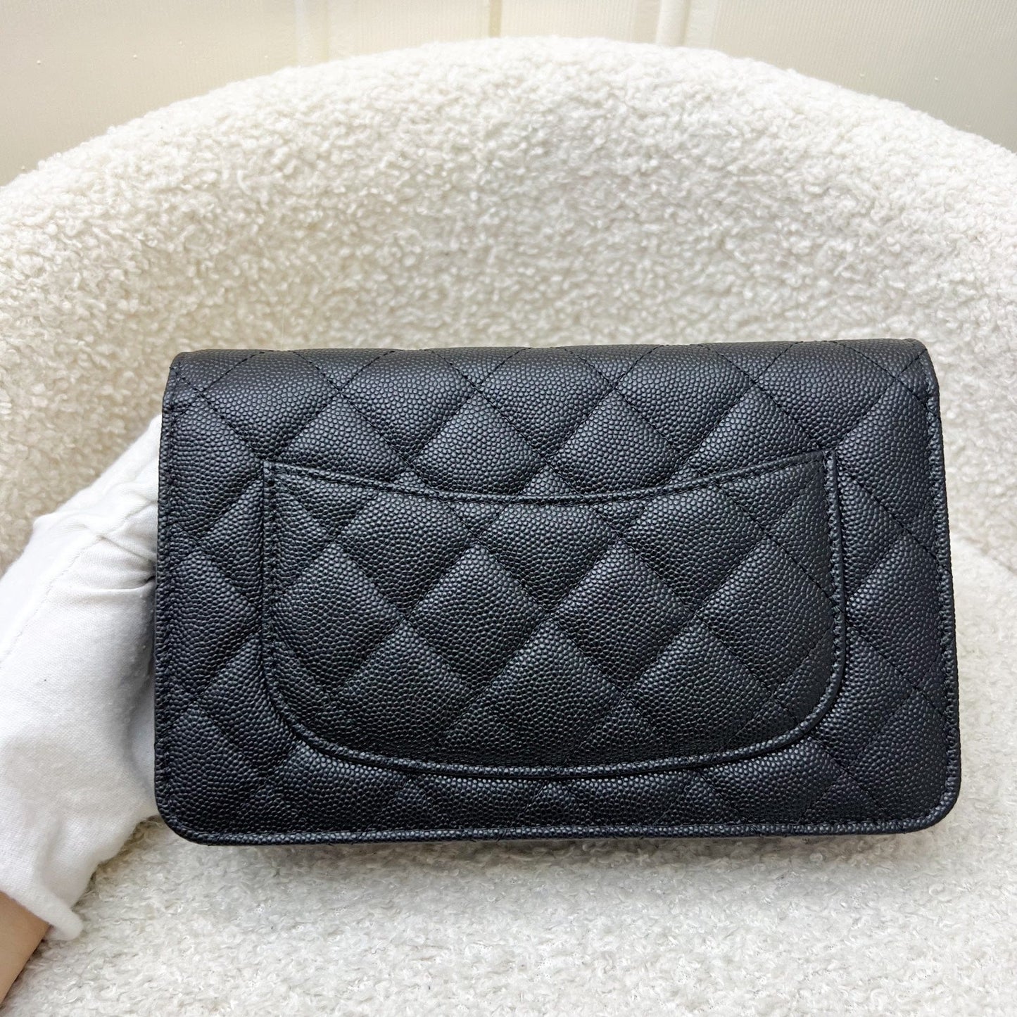 Chanel 23S Wallet on Chain WOC in Black Caviar, Diamantes Studded Logo and SHW (Model: AP3336) Crossbody