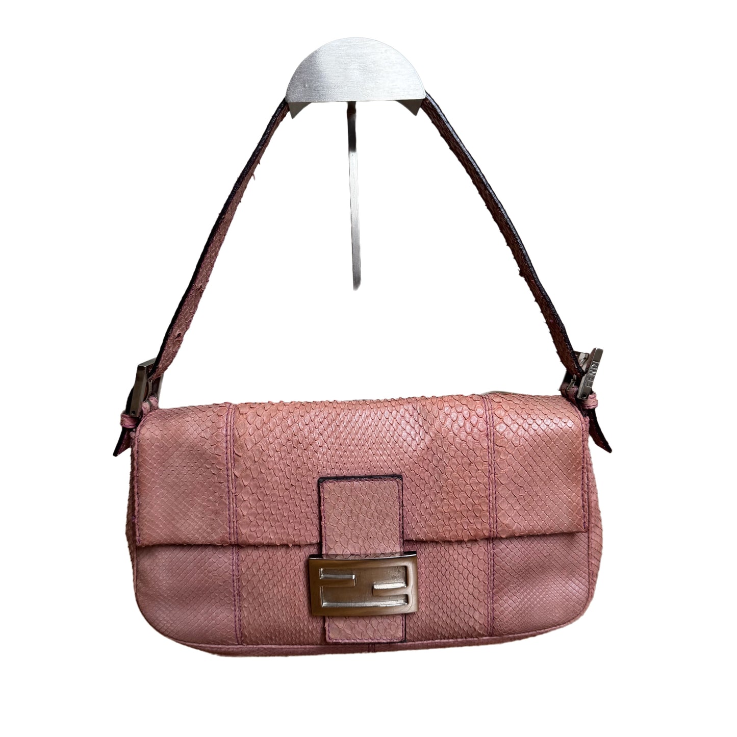 FENDI Baguette   Purple Python-skin Leather Shoulder Bag