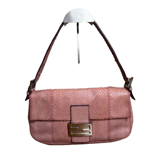 FENDI Baguette   Purple Python-skin Leather Shoulder Bag