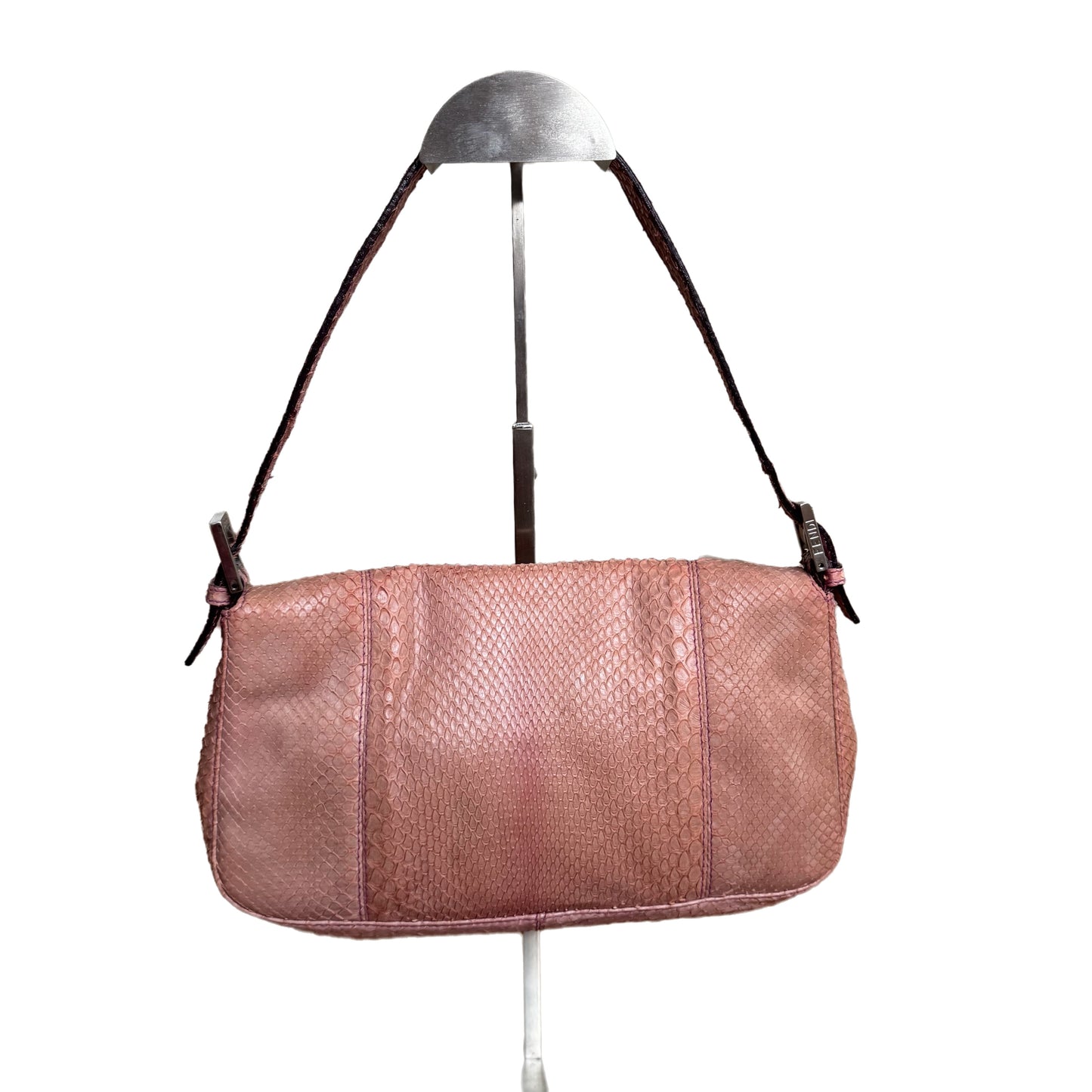 FENDI Baguette   Purple Python-skin Leather Shoulder Bag