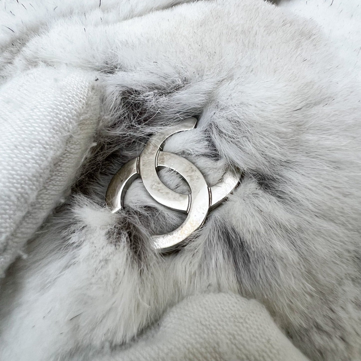 Chanel Wallet on Chain WOC in Shearling, White Leather and SHW Crossbody