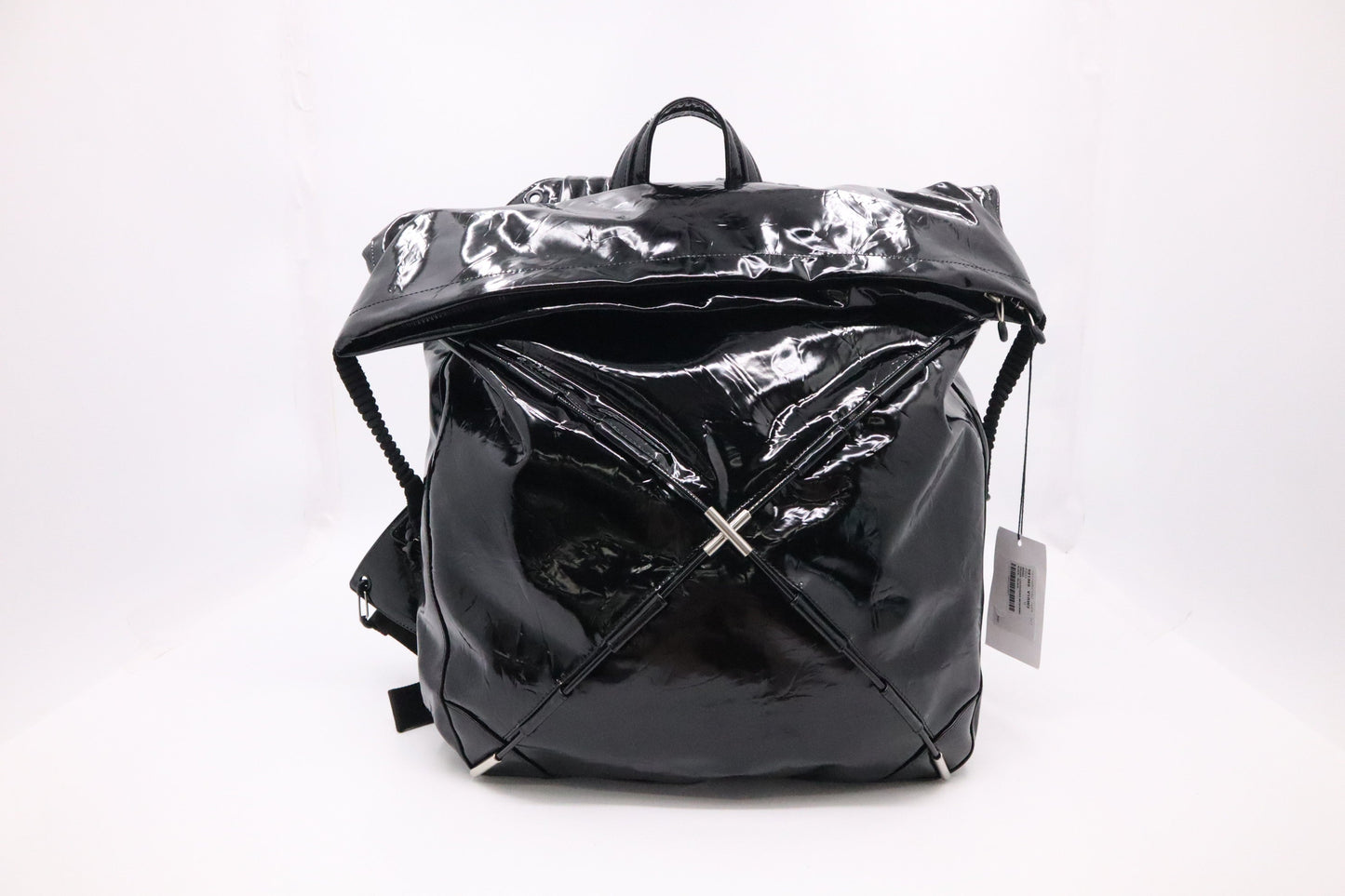 Bottega Veneta Tent Truck Backpack in Black Patent Leather