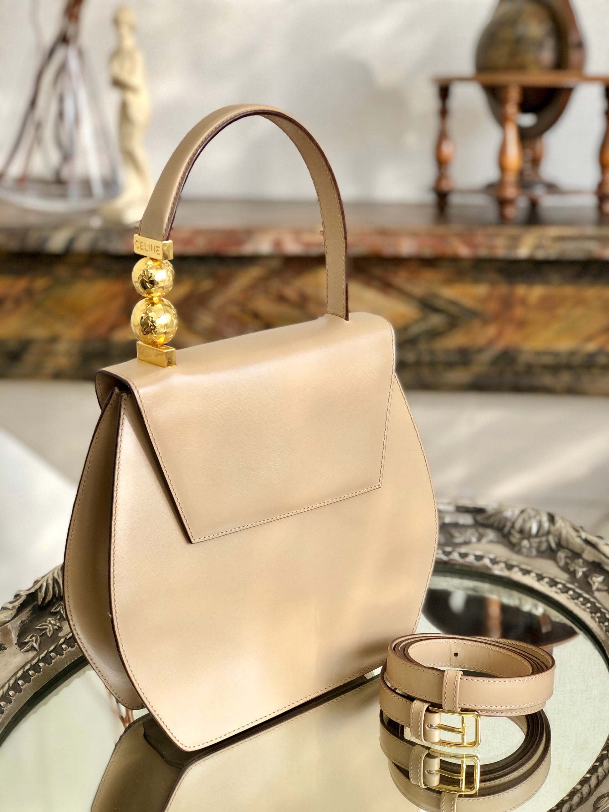 CELINE Starball Handbag Shoulderbag Beige Old Celine
