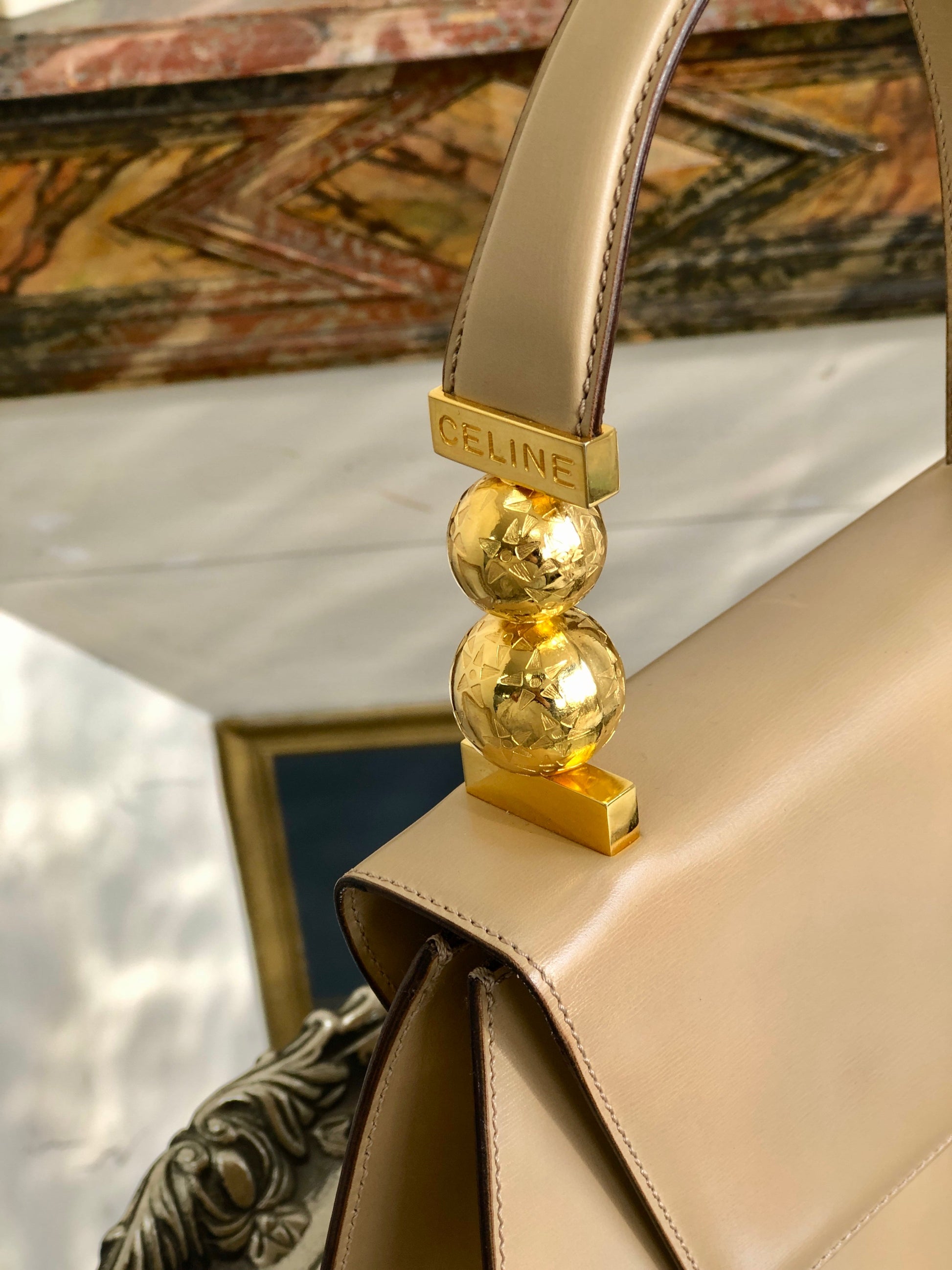 CELINE Starball Handbag Shoulderbag Beige Old Celine