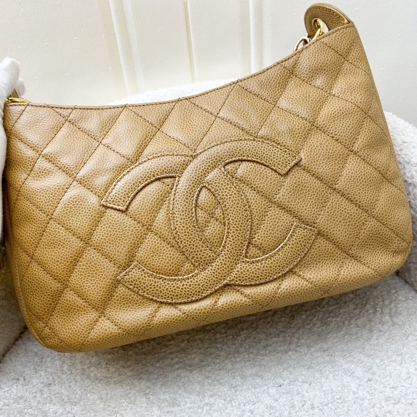 Chanel Half Moon Timeless Hobo in Dark Beige Caviar and GHW Shoulder Bag