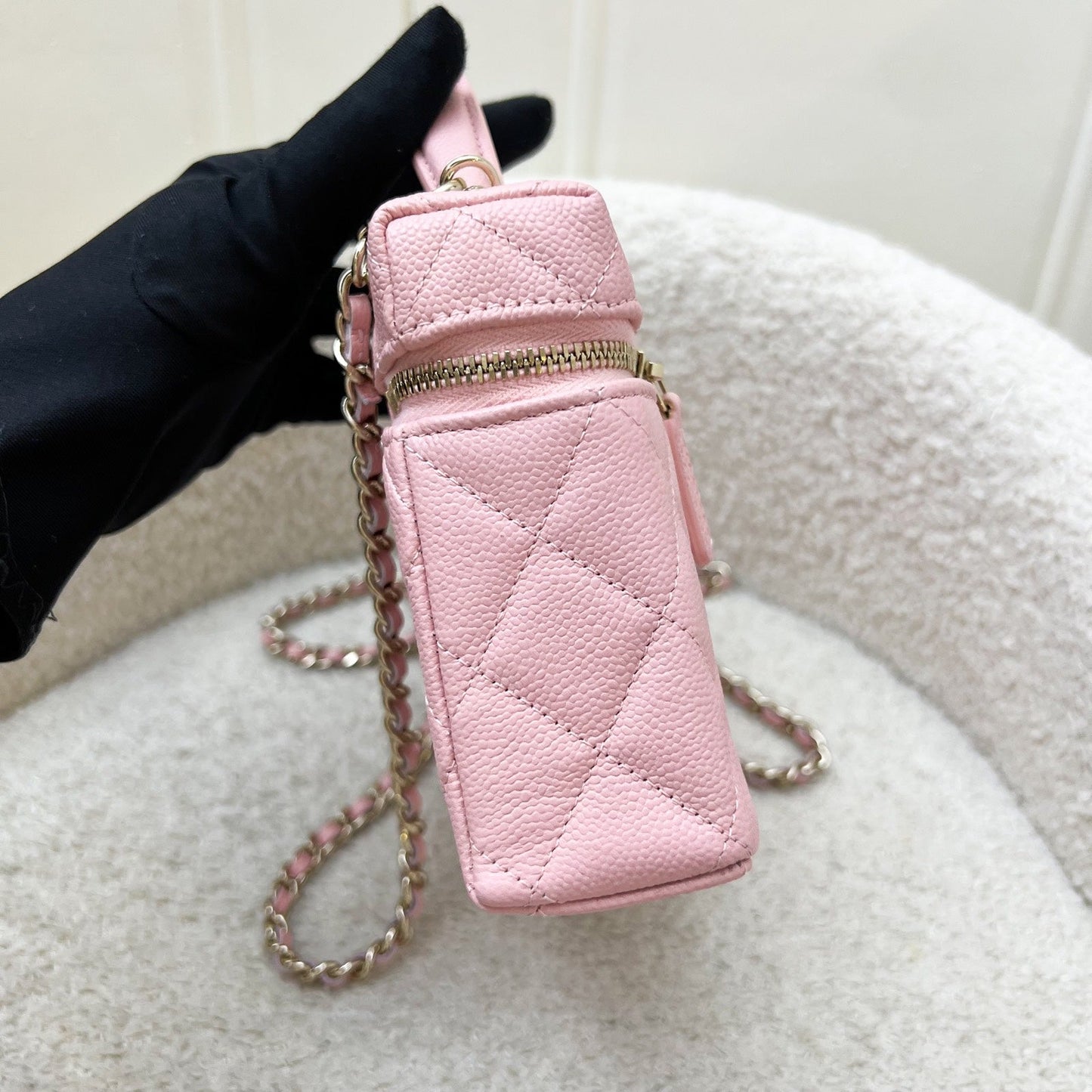 Chanel Clutch with Chain (LP Style Bag) in 25B Pink Caviar and LGHW