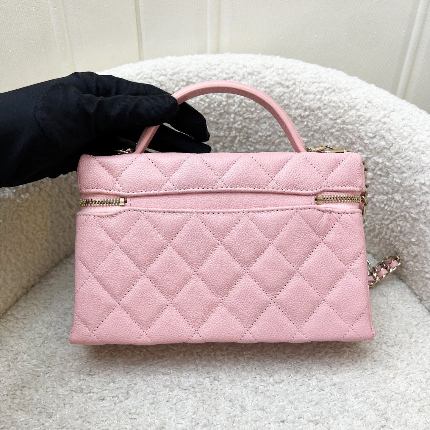 Chanel Clutch with Chain (LP Style Bag) in 25B Pink Caviar and LGHW