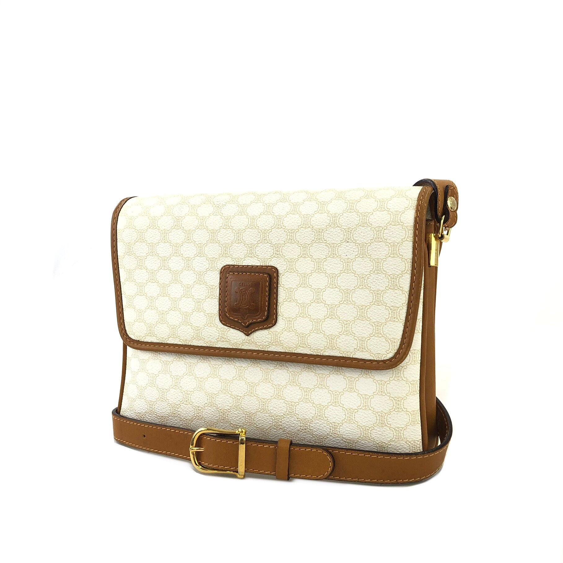 CELINE Crowwbody Shoulderbag White Old celine 5mjbeu