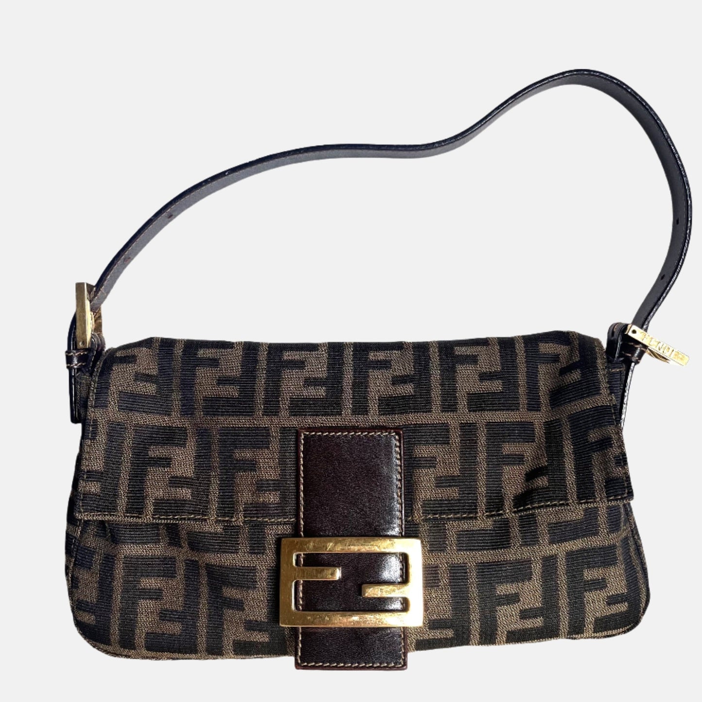 Fendi Baguette Classic Zucca Print Monogram Gold-tone Hardware