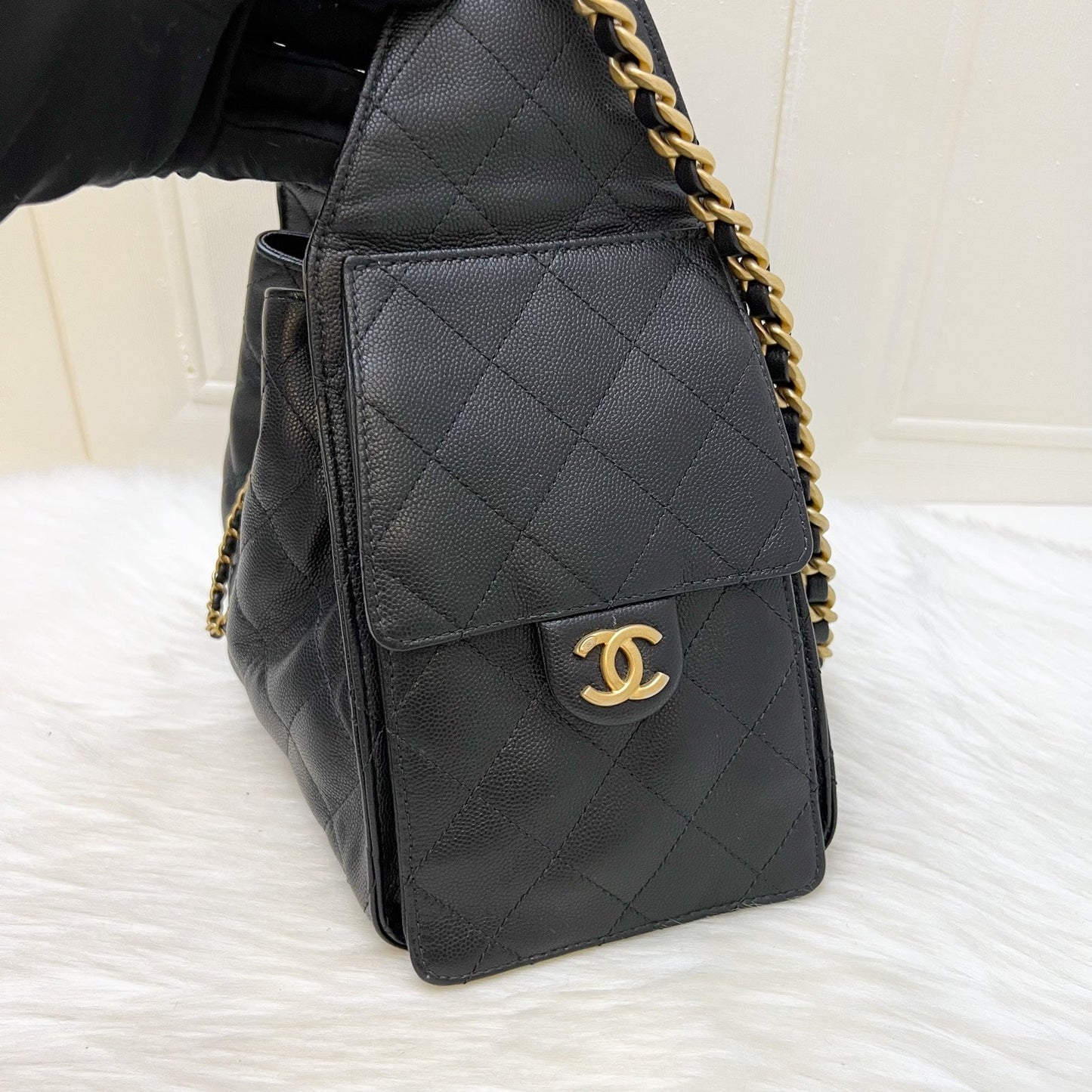 Chanel 25 Small Hobo Bag in Black Caviar and AGHW (Model: AS5293)