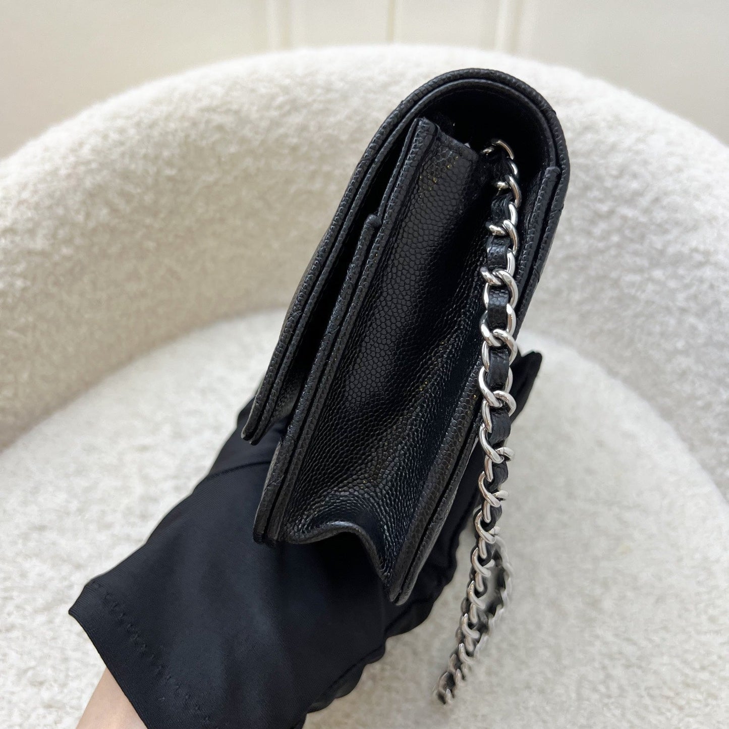 [BN - Sep 2025] Chanel 25B Shooting Star Logo Wallet on Chain WOC in Black Caviar and SHW (Model: AP3723) Crossbody