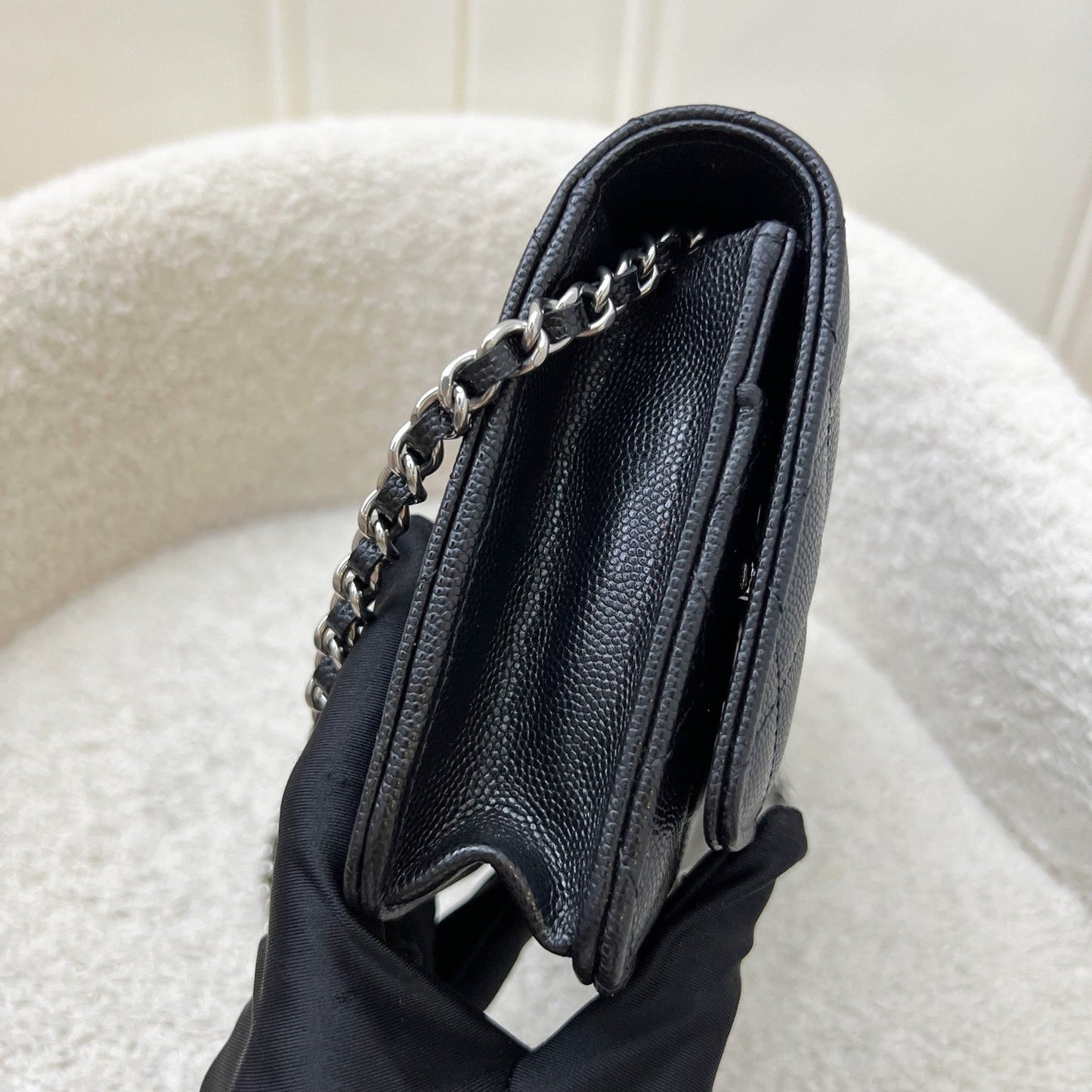 [BN - Sep 2025] Chanel 25B Shooting Star Logo Wallet on Chain WOC in Black Caviar and SHW (Model: AP3723) Crossbody