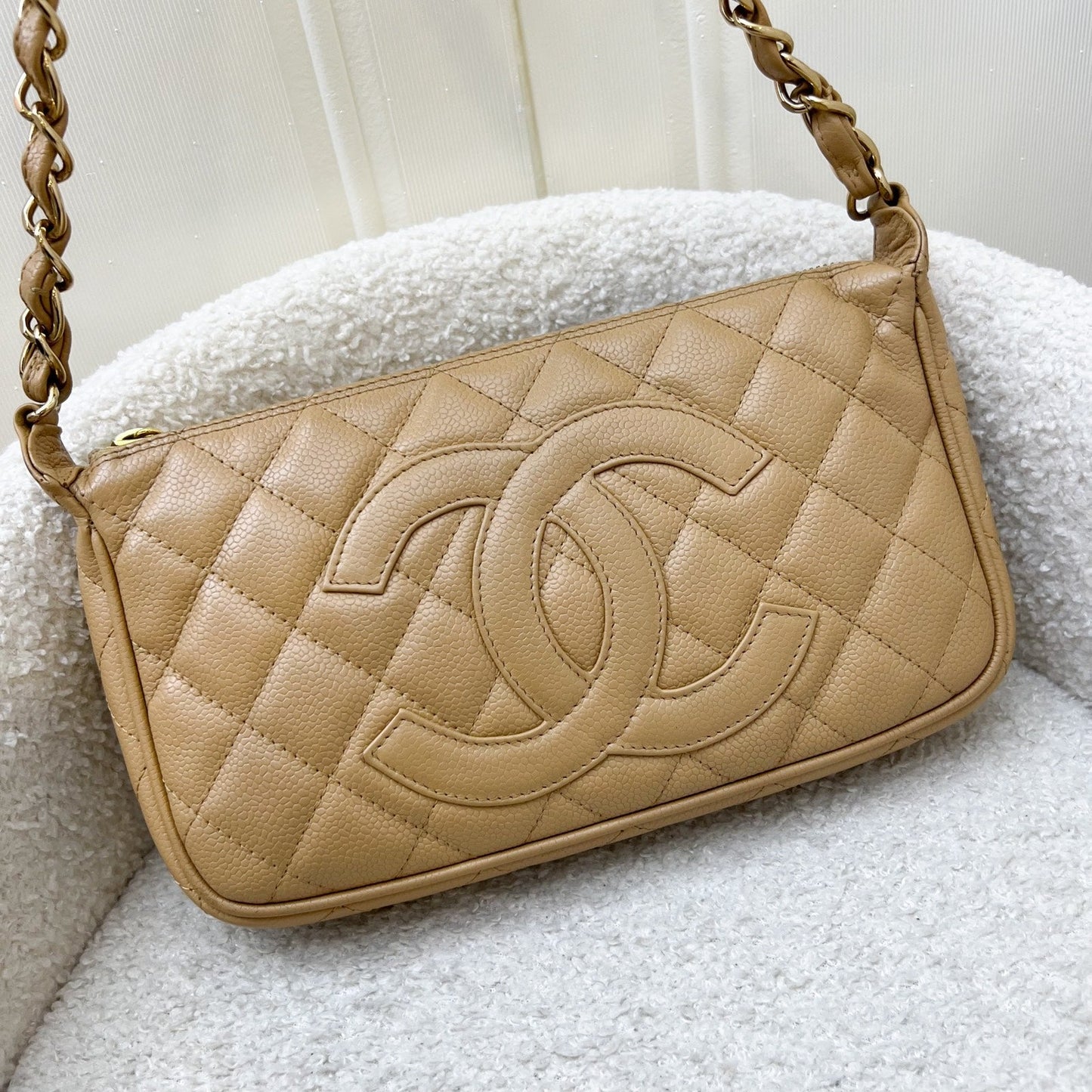 Chanel Timeless CC Small Hobo Shoulder Bag in Dark Beige Caviar and GHW