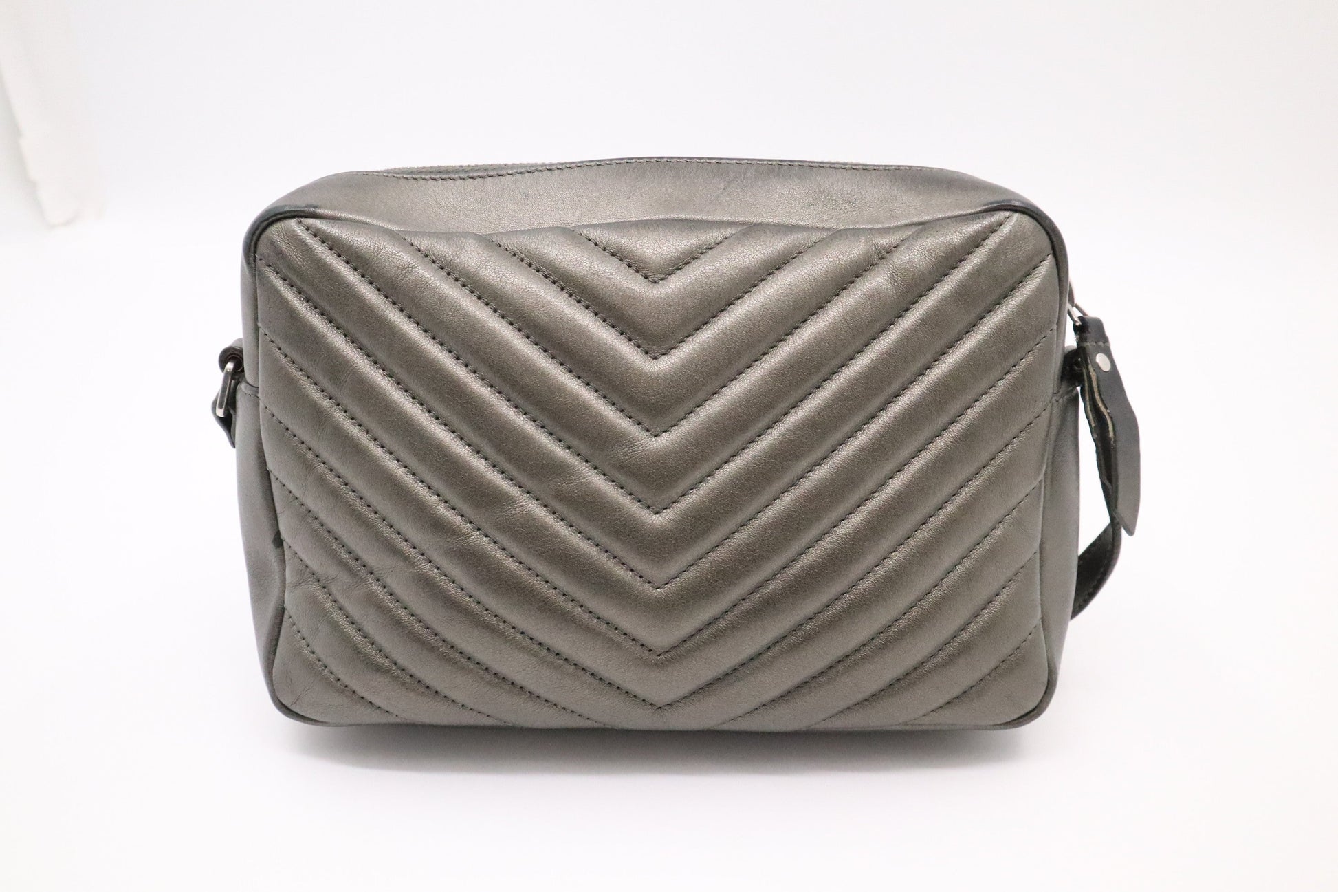 YSL Saint Laurent Lou Camera Bag in Pewter Leather