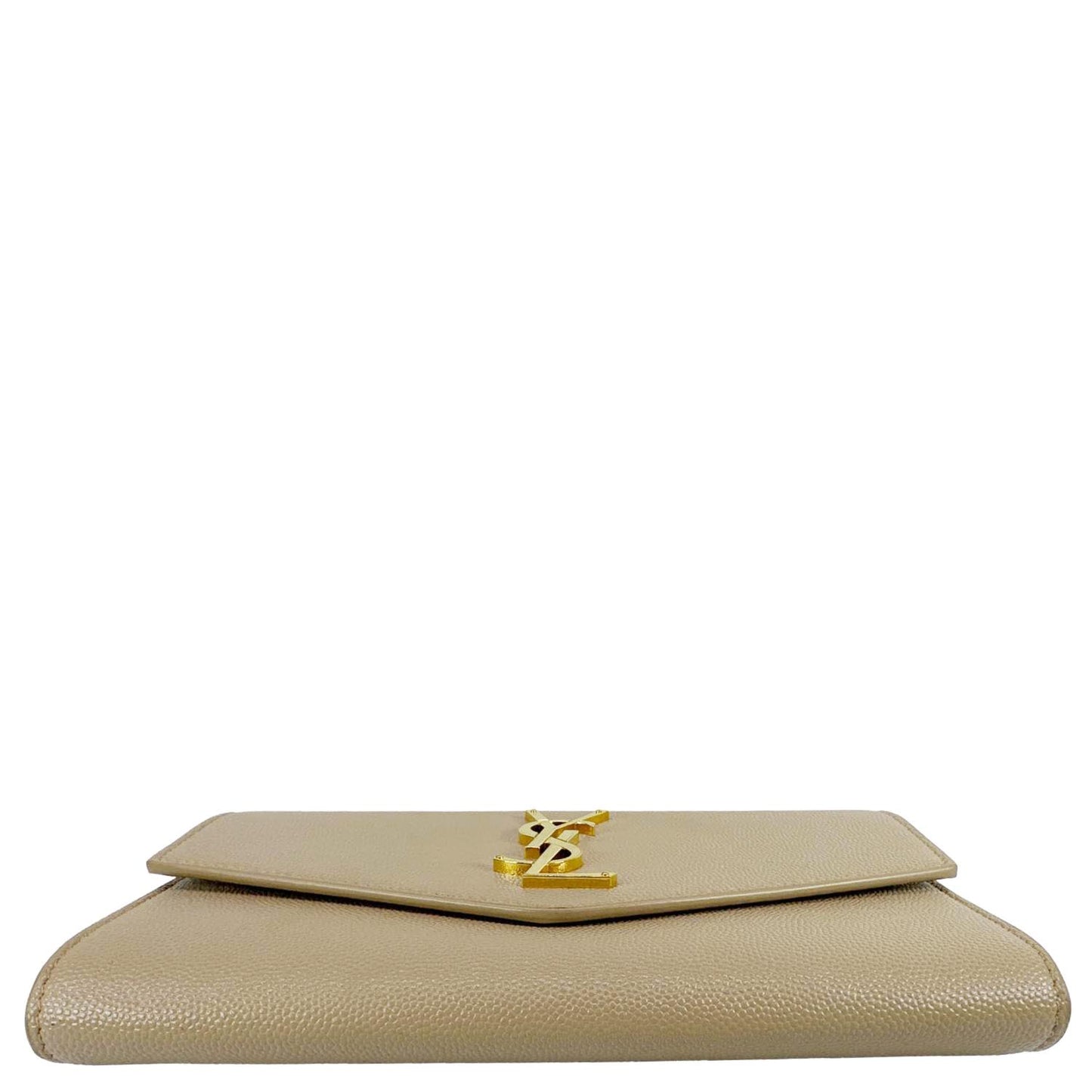 YVES SAINT LAURENT Uptown Grain De Poudre Leather Chain Wallet Cream